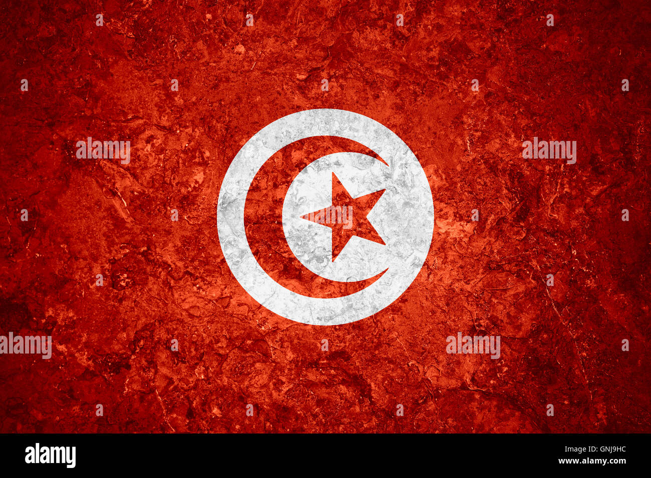 Flagge von Tunesien oder tunesische Banner auf Vintage-Hintergrund Stockfoto