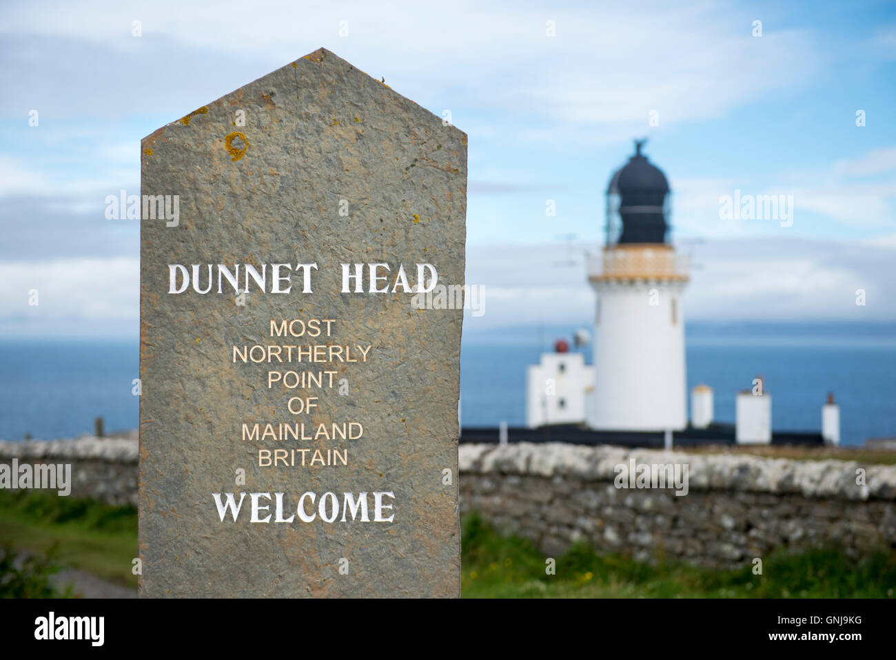 Der Leuchtturm am Dunnet Head in Schottland, dem nördlichsten Punkt auf Festland Großbritannien Stockfoto