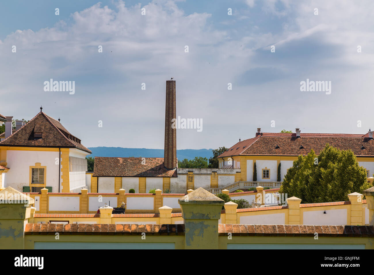 Gutsbetrieb auf der Burg Schloss Hof in Niederösterreich Stockfoto