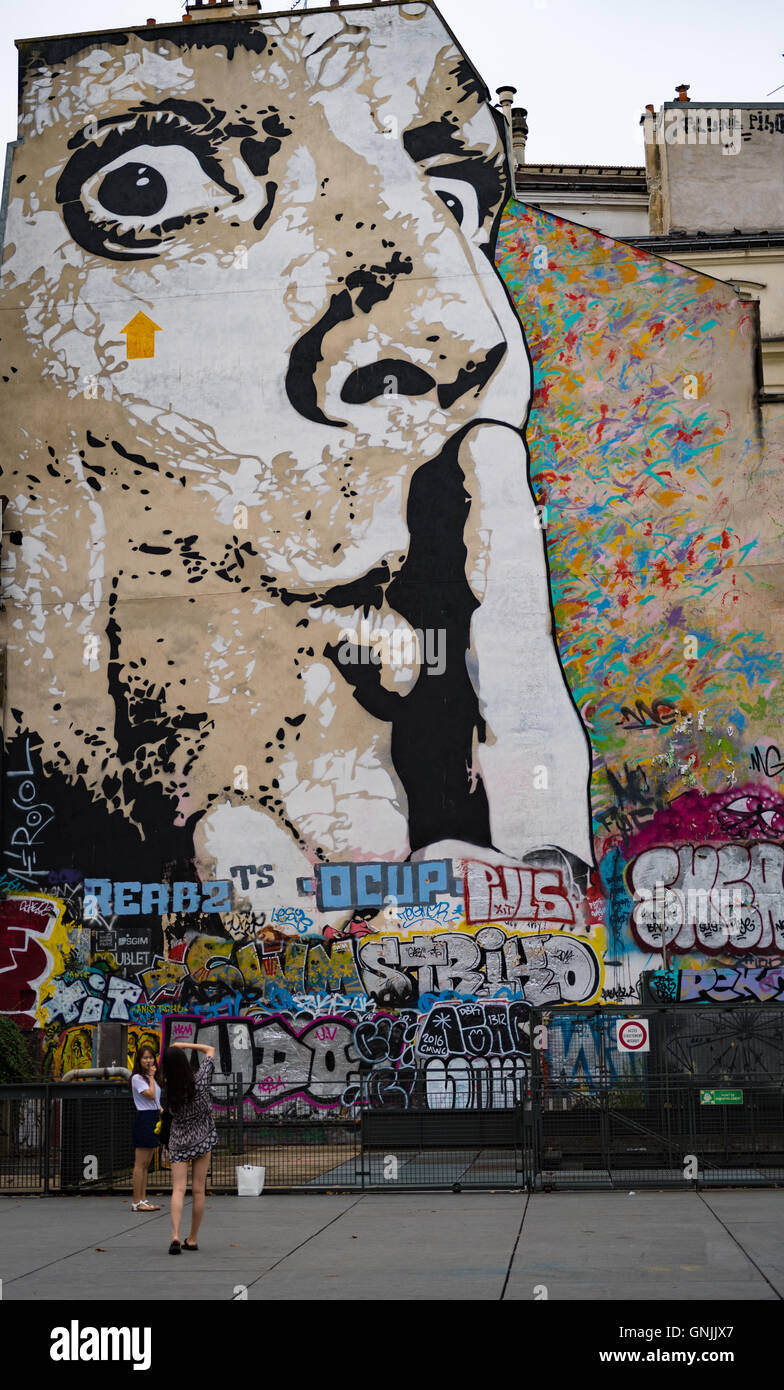 Wandgroße Graffiti, Centre Pompidou, Paris, Frankreich Stockfoto