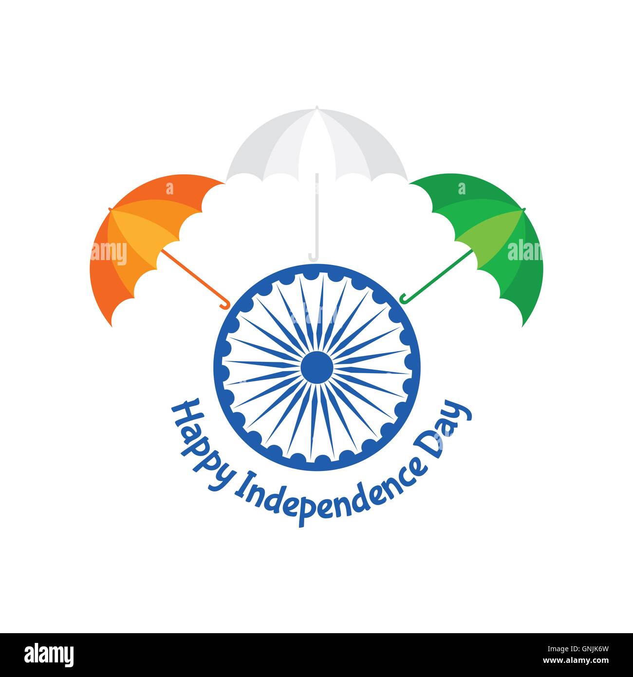 Independence Day Gruß mit Tricolouered Dach Lager Vektor Stock Vektor