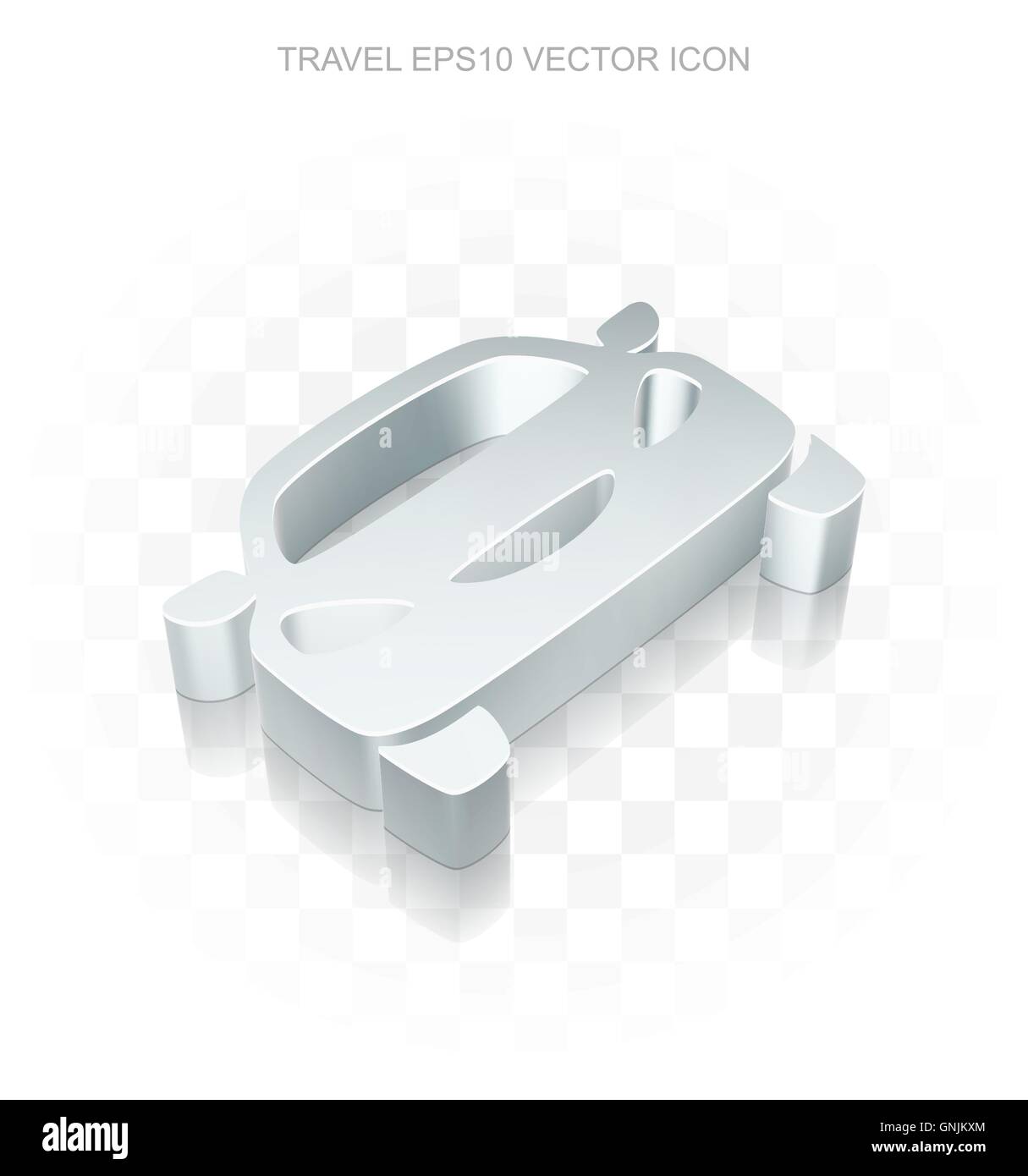 Reise-Icon: flache metallischen 3d Auto, transparente Schatten EPS 10 Vektor. Stock Vektor
