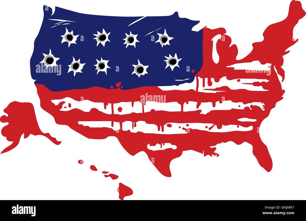 Amerikanische Karte mit Einschusslöchern Stock Vektor