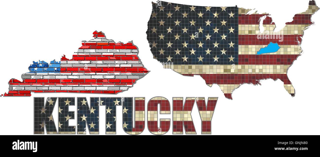 USA Bundesstaat Kentucky auf eine Mauer Stock Vektor