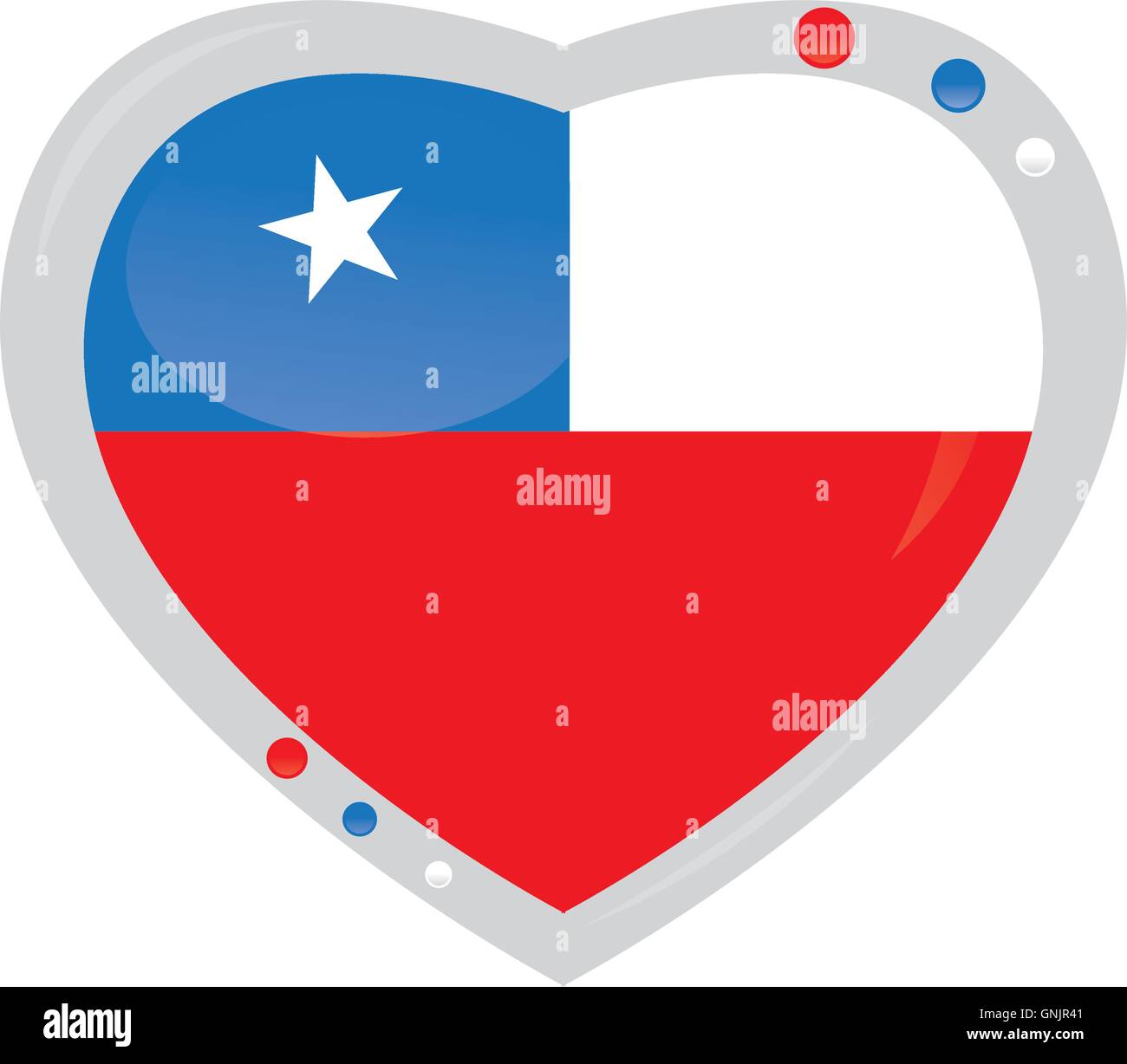 Isolierte Herz-Form mit der Flagge von Chile auf weißem Hintergrund Stock Vektor
