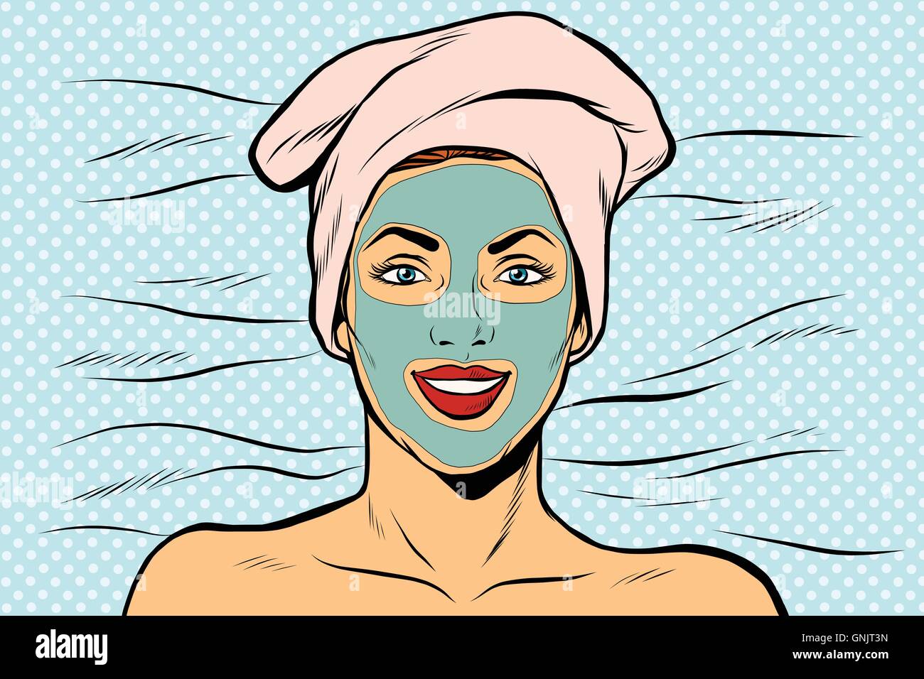 Frau mit kosmetischen Maske auf Gesicht Stock Vektor