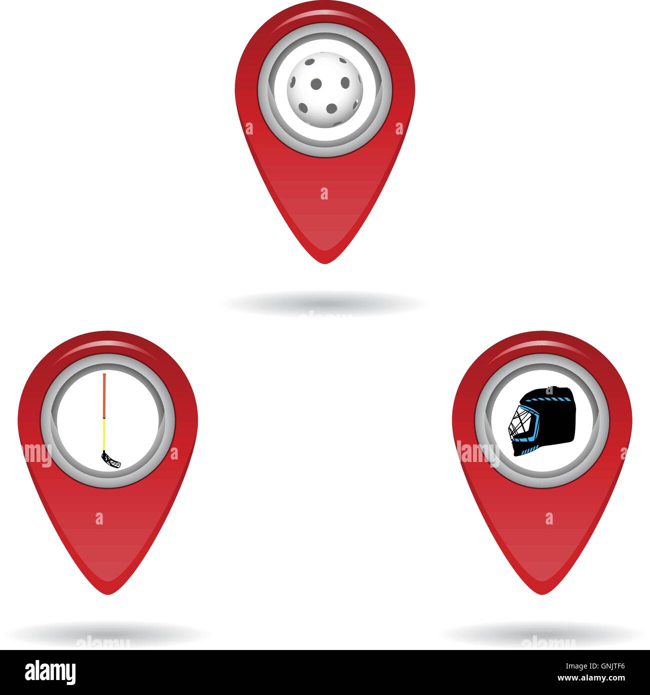 Vektor Icon Position des Mauszeigers auf die Floorball-Ausrüstung Stock Vektor