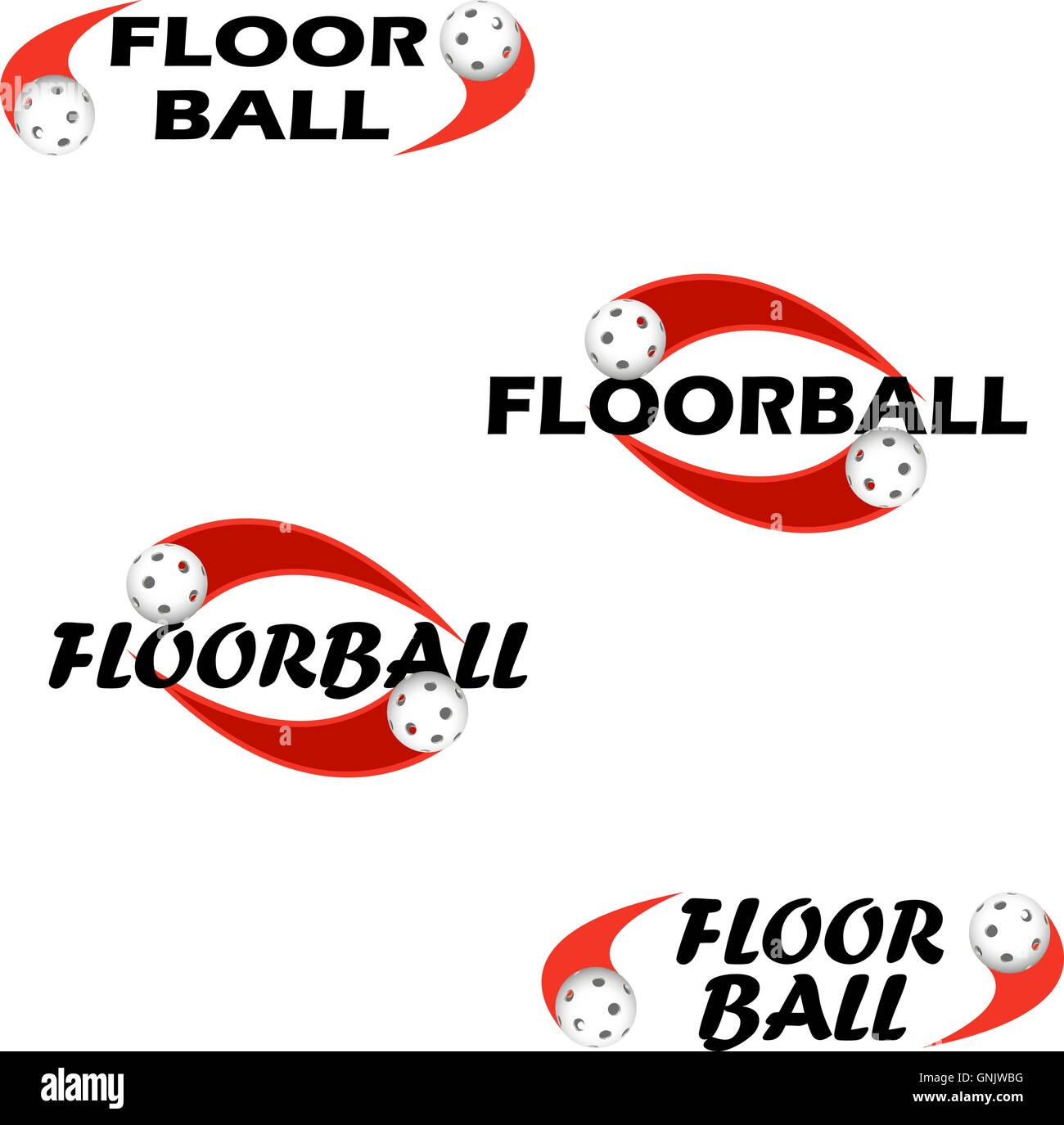 Floorball-Text für Logo des Teams und den Pokal Stock Vektor