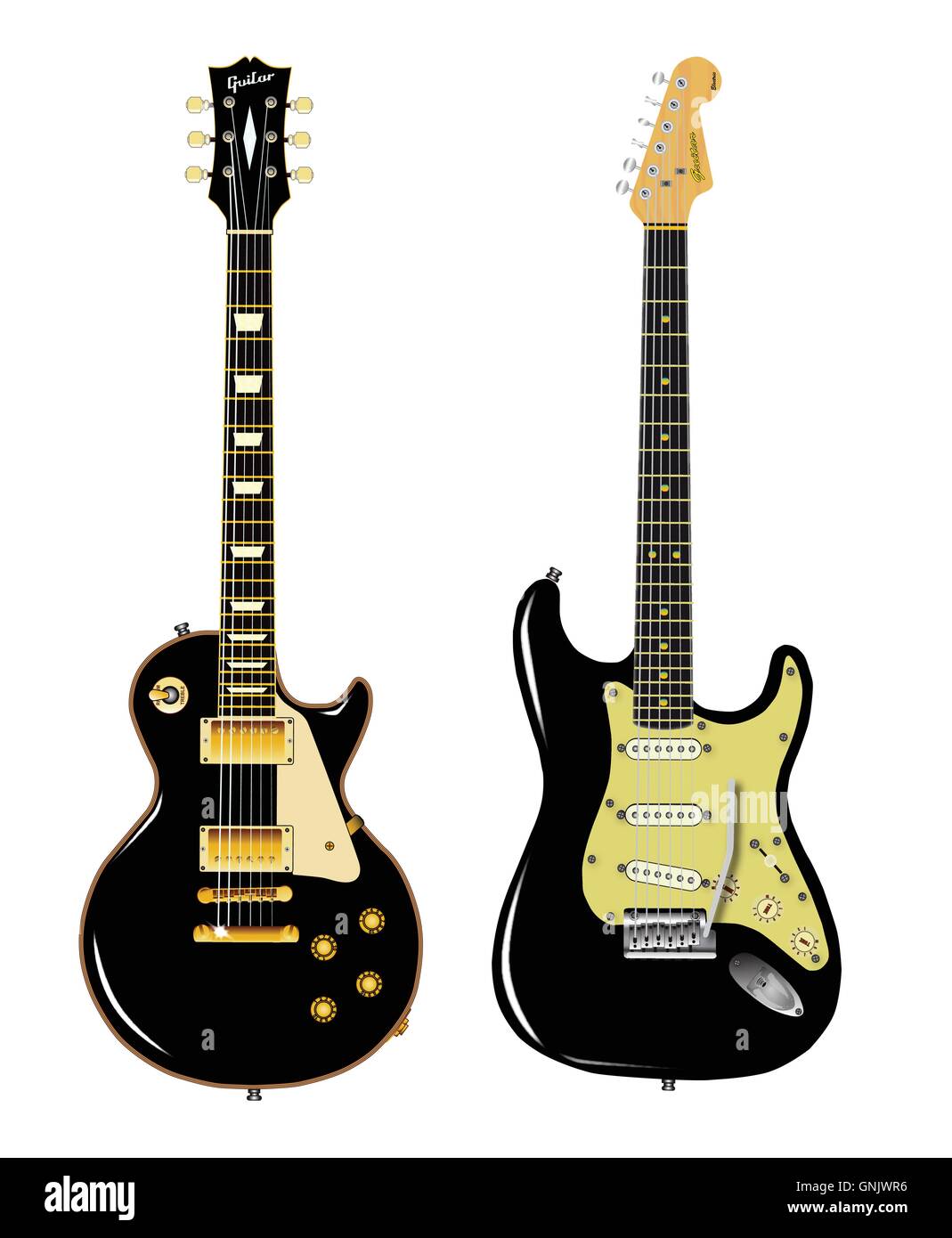 Schwarze Gitarren-Duo Stock Vektor