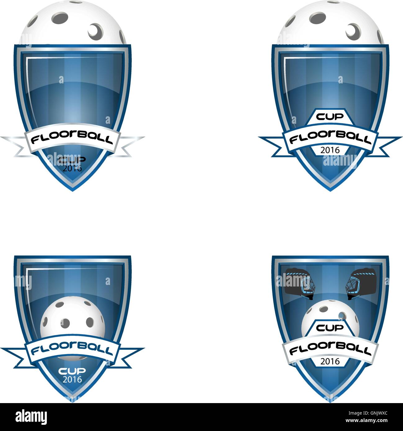 Floorball-Logo für das Team und die Tasse eingestellt Stock Vektor