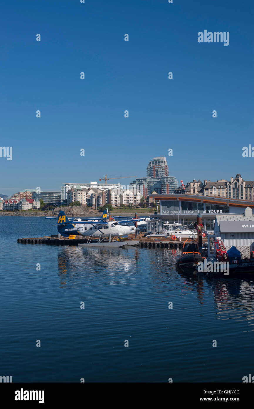 Schweben Sie flachen Unterseite an Victorias Innenhafen, Victoria, Britisch-Kolumbien, Kanada. Stockfoto