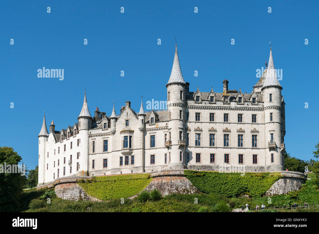 Dunrobin Castle an Golspie, Highland, Schottland. Burg ist Sitz des Earl of Sutherland und Clan Sutherland; Vereinigtes Königreich Stockfoto