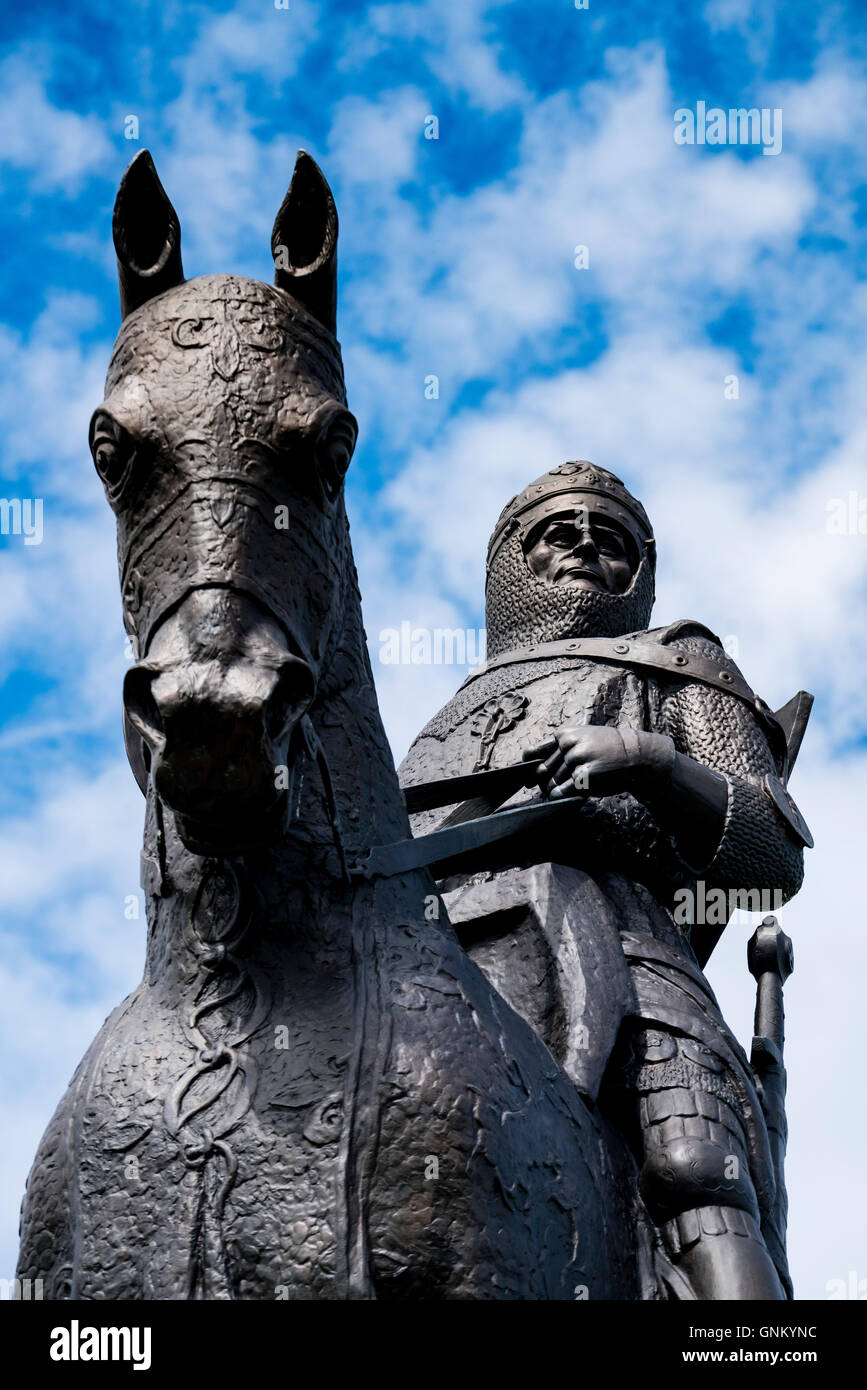 Statue von König Robert the Bruce bei Bannockburn Heritage Centre in Stirling, Stirlingshire, Schottland, Vereinigtes Königreich Stockfoto