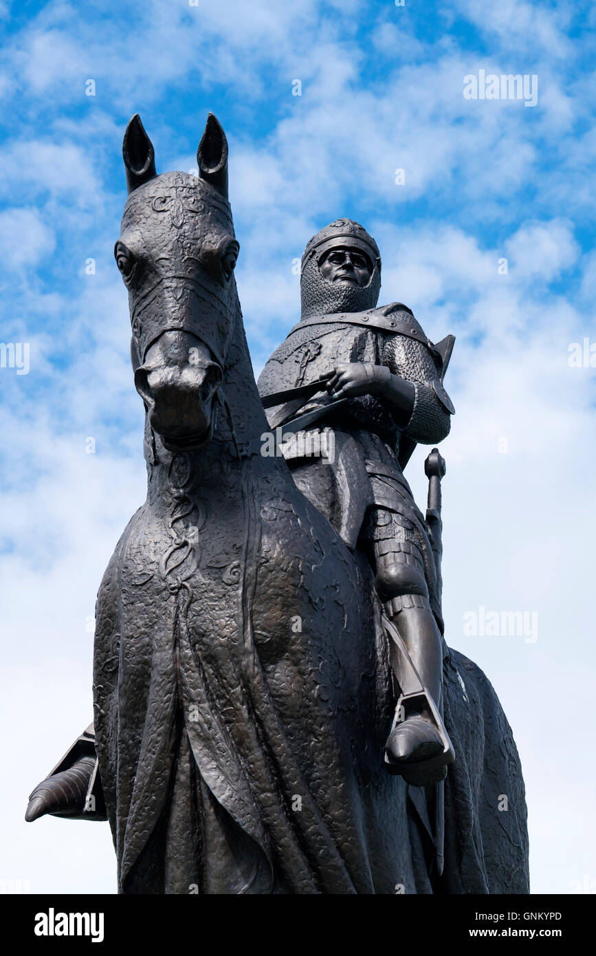Statue von König Robert the Bruce bei Bannockburn Heritage Centre in Stirling, Stirlingshire, Schottland, Vereinigtes Königreich Stockfoto