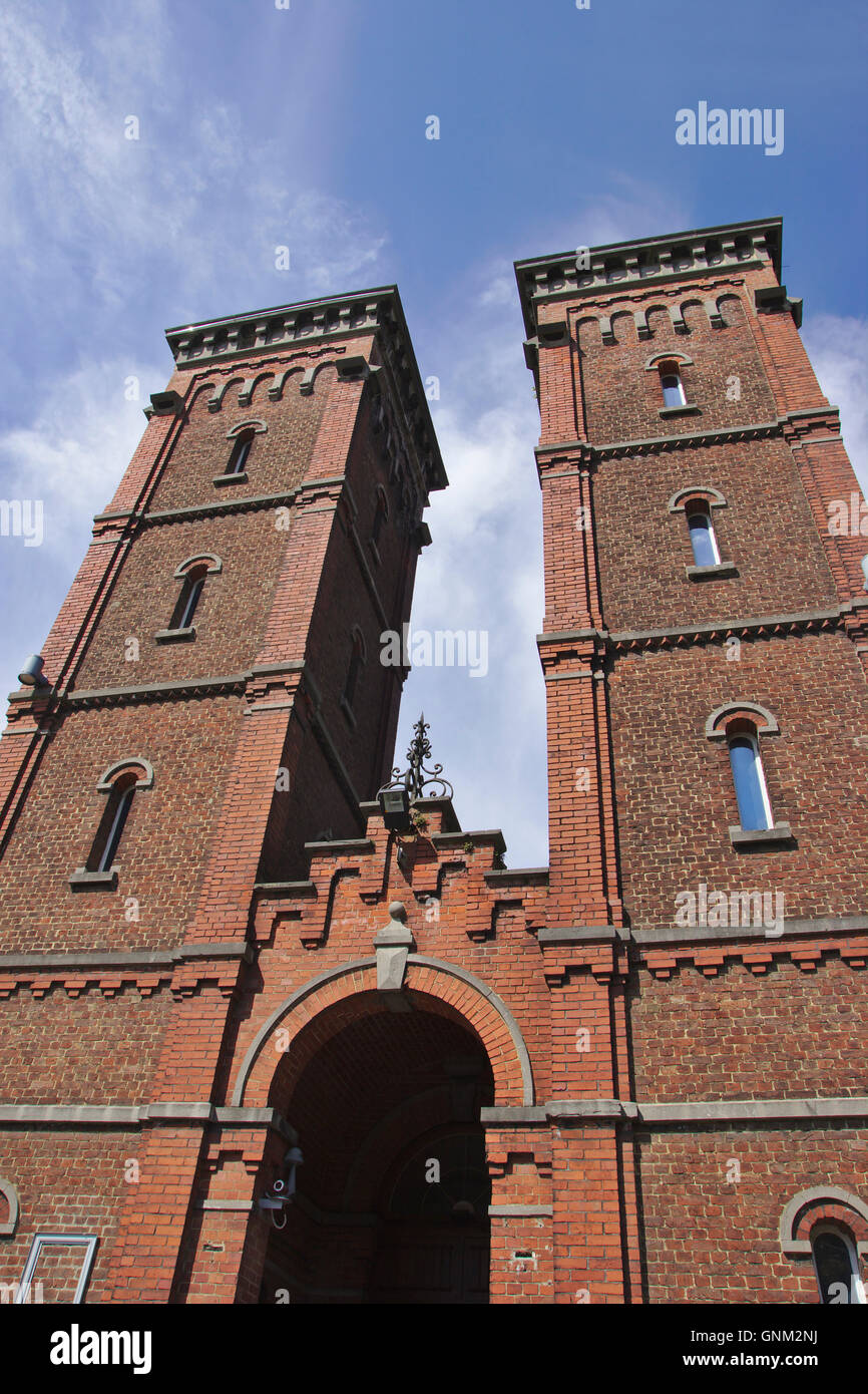 Maschinenhaus des Bootes lift Nr. 3, Canal du Centre, Hennegau, Belgien Stockfoto