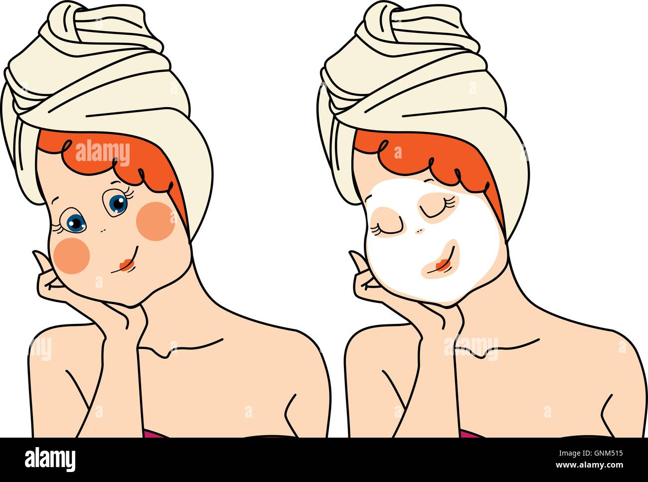 Frau macht eine Gesichtsmaske. Stock Vektor