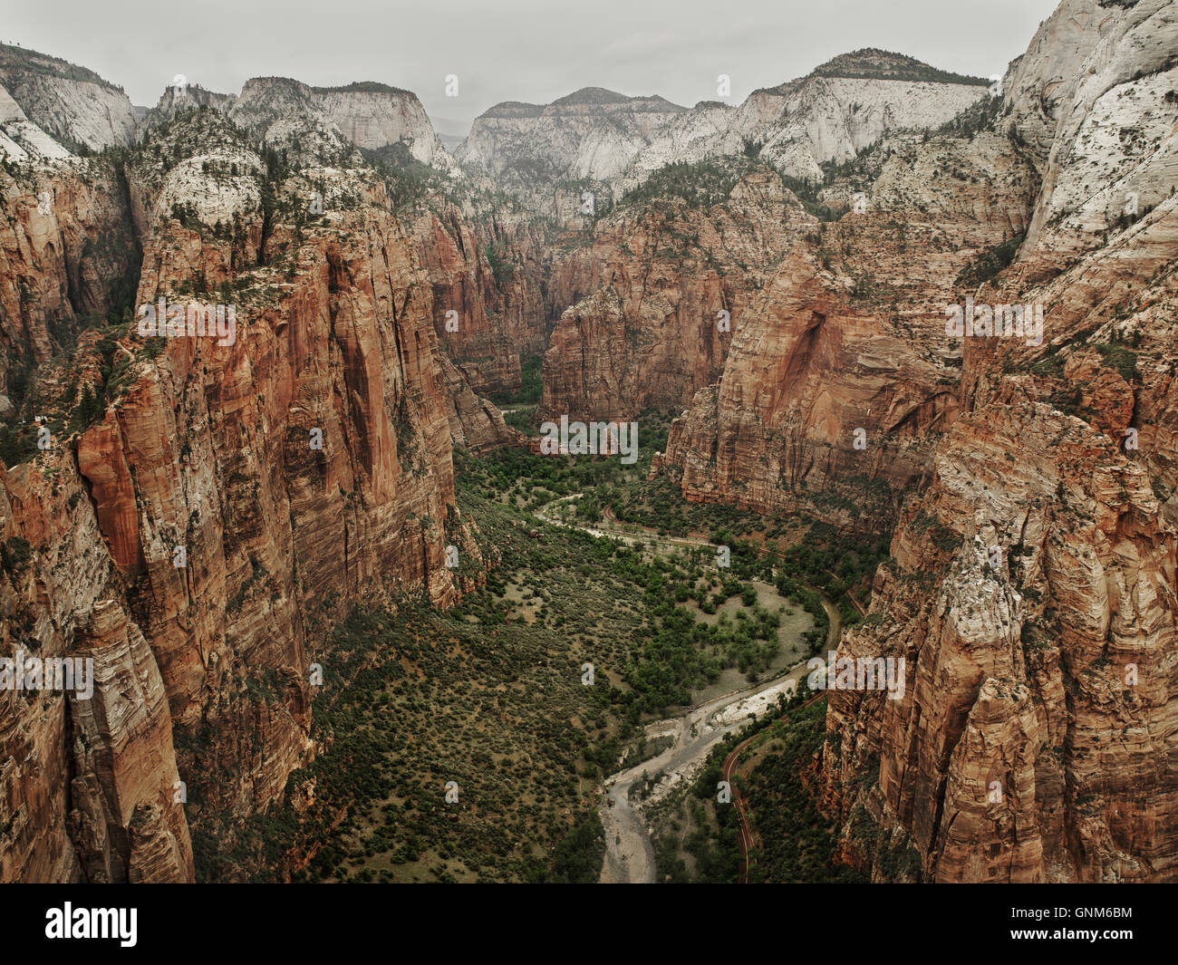 Der Ausblick von der Spitze der Angel es Landing im Zion Nationalpark Stockfoto