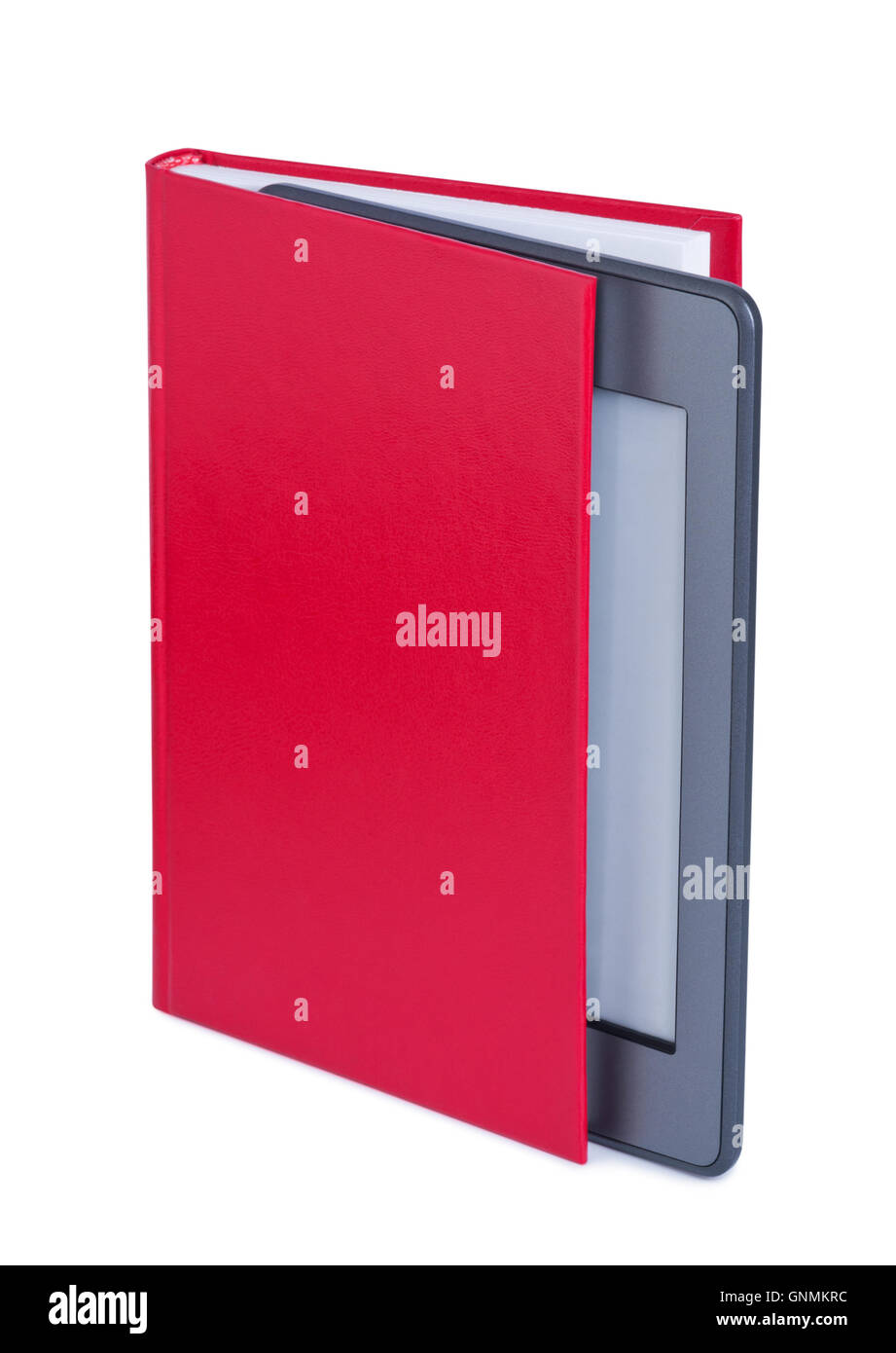 E-Reader in Buch. Stockfoto