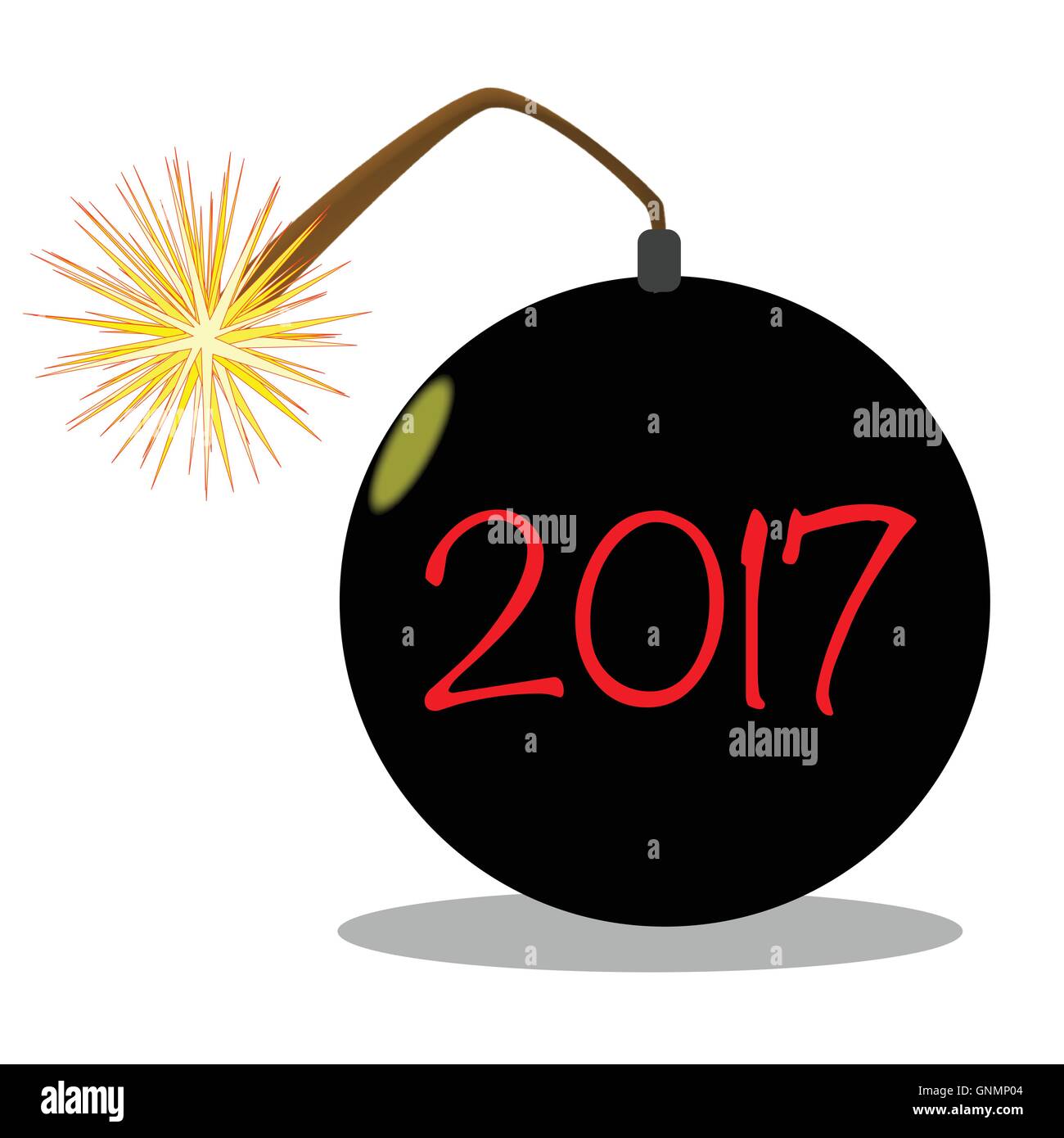Cartoon-2017-Neujahr-Bombe Stock Vektor