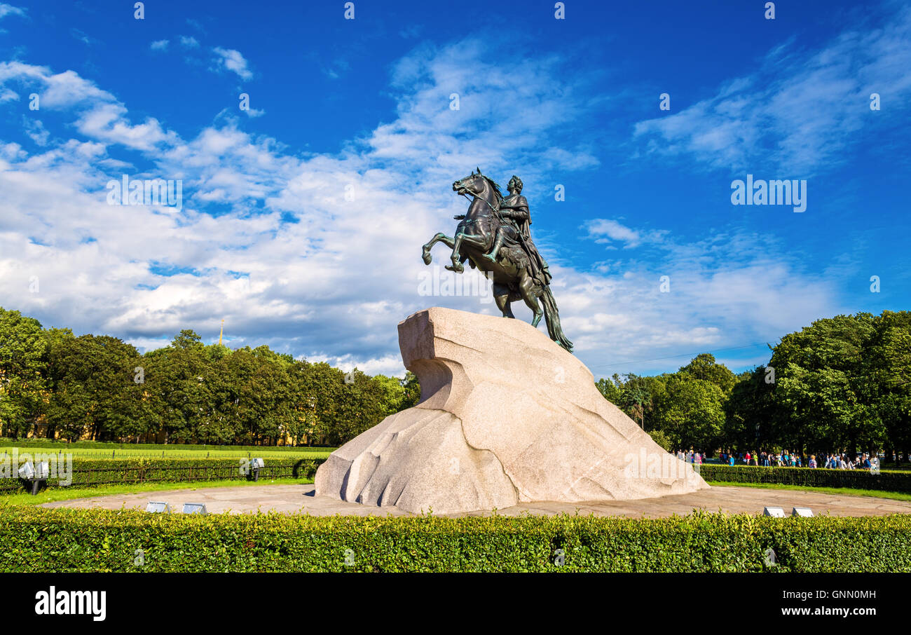 Der eherne Reiter, eine Statue von Peter dem großen in Saint Peters Stockfoto