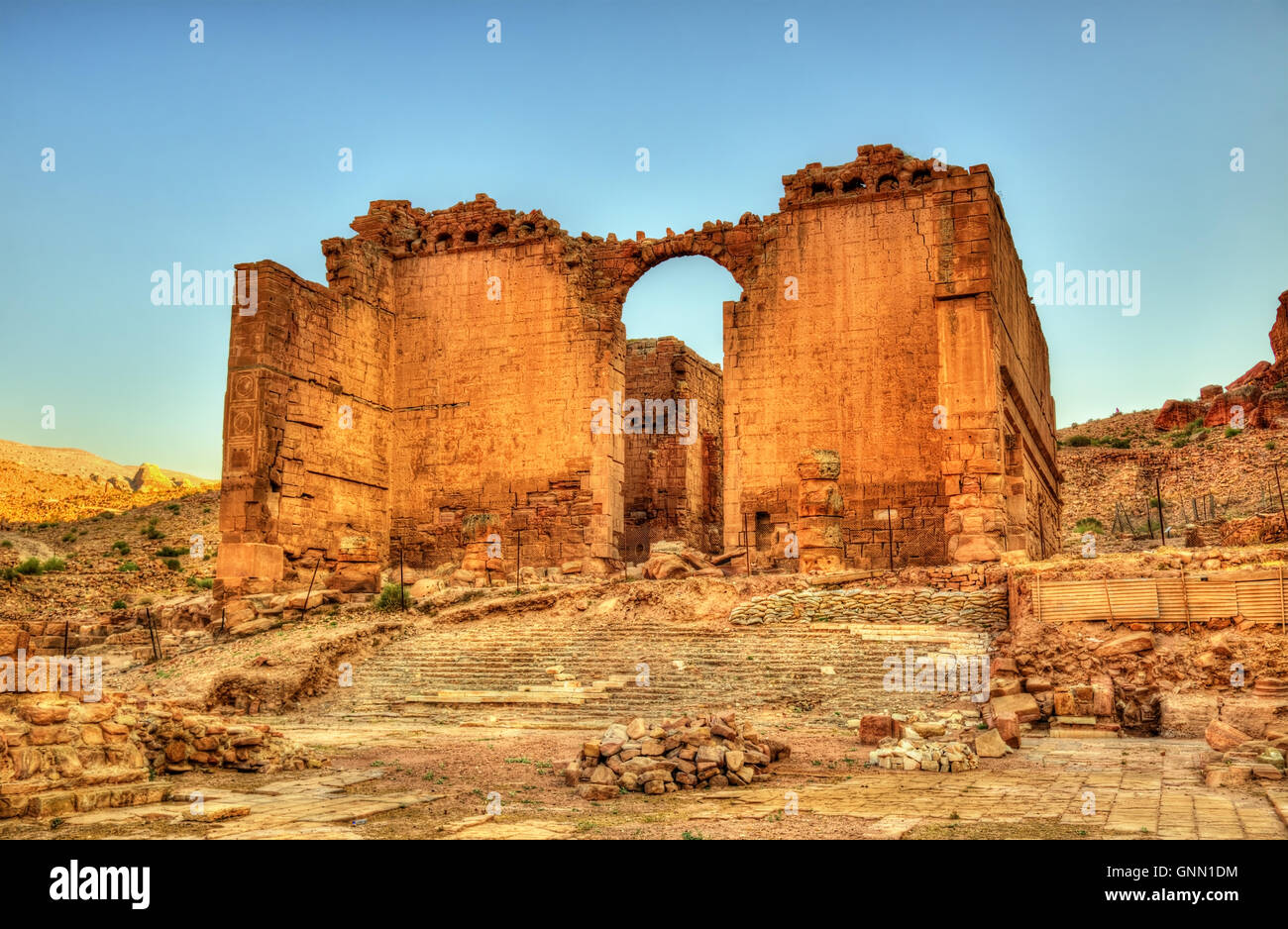 Qasr Al-Bint, einem Tempel in Petra Stockfoto
