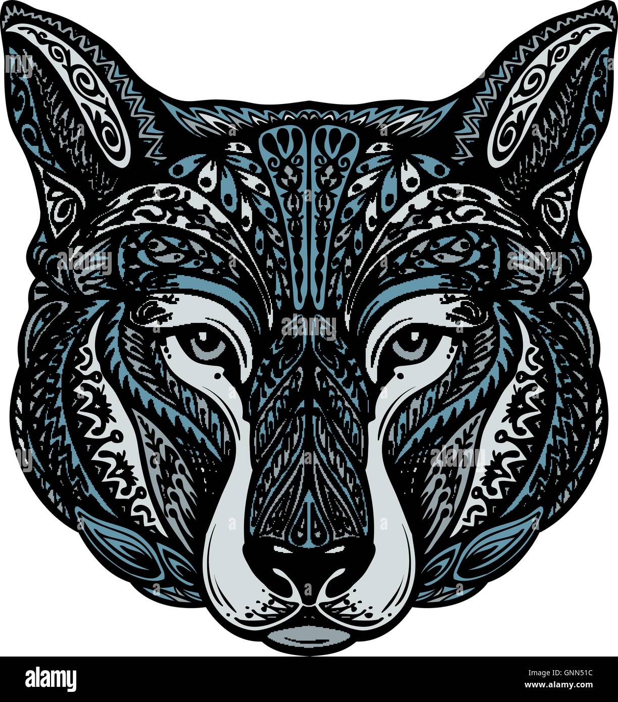 Ethnische verziert, Hund oder Wolf. Vektor-illustration Stock Vektor