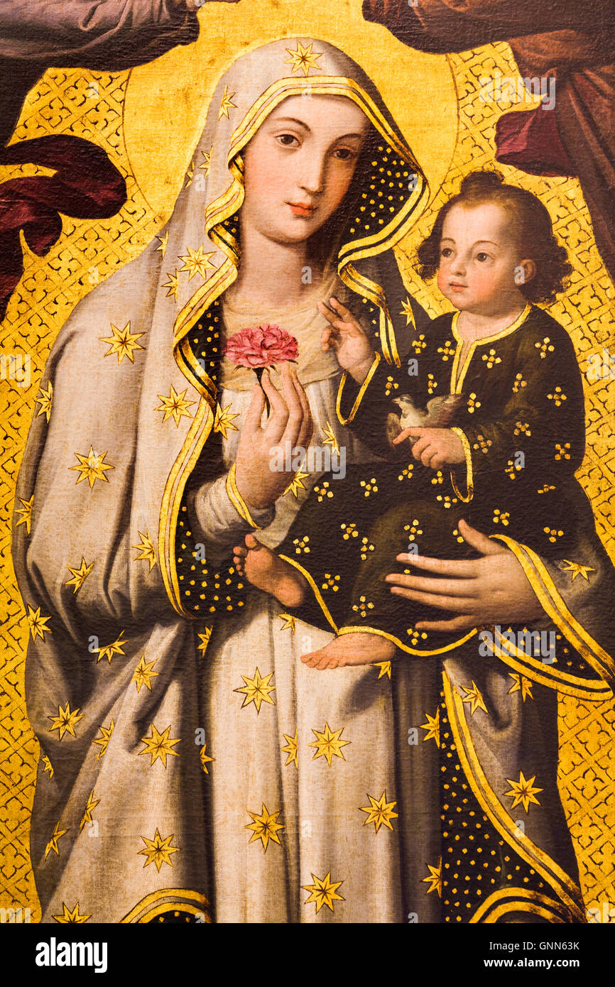 Barockmalerei Virgen De La Antigua von Antonio Mohedano. Städtisches Museum Palacio de Najera, Antequera, Provinz Malaga Costa d Stockfoto