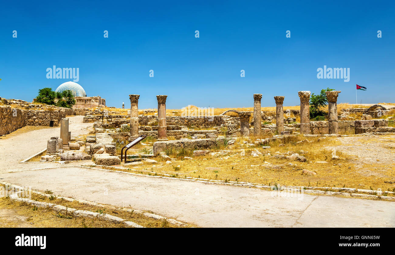 Ruinen der byzantinischen Kirche in Amman Zitadelle Stockfoto