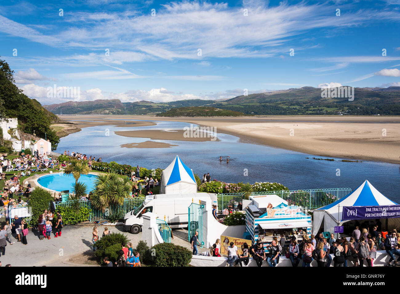 Musikfestival Festival Nr. 6 in Portmeirion Dorf, Gwynedd, Wales, UK Stockfoto