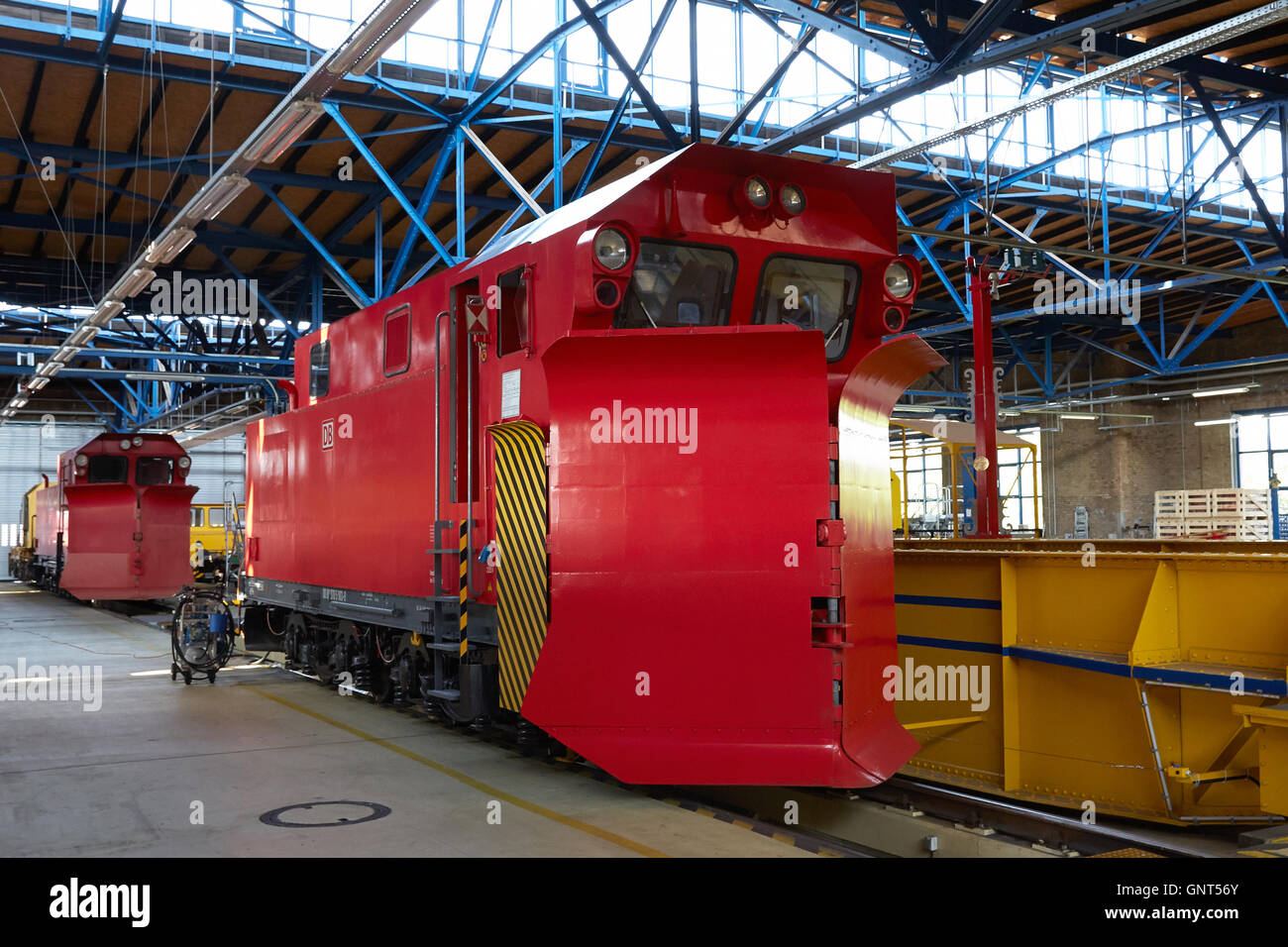 Berlin, Deutschland, ein Schneepflug in der DB im DB-Werk in Berlin-Grunewald Stockfoto