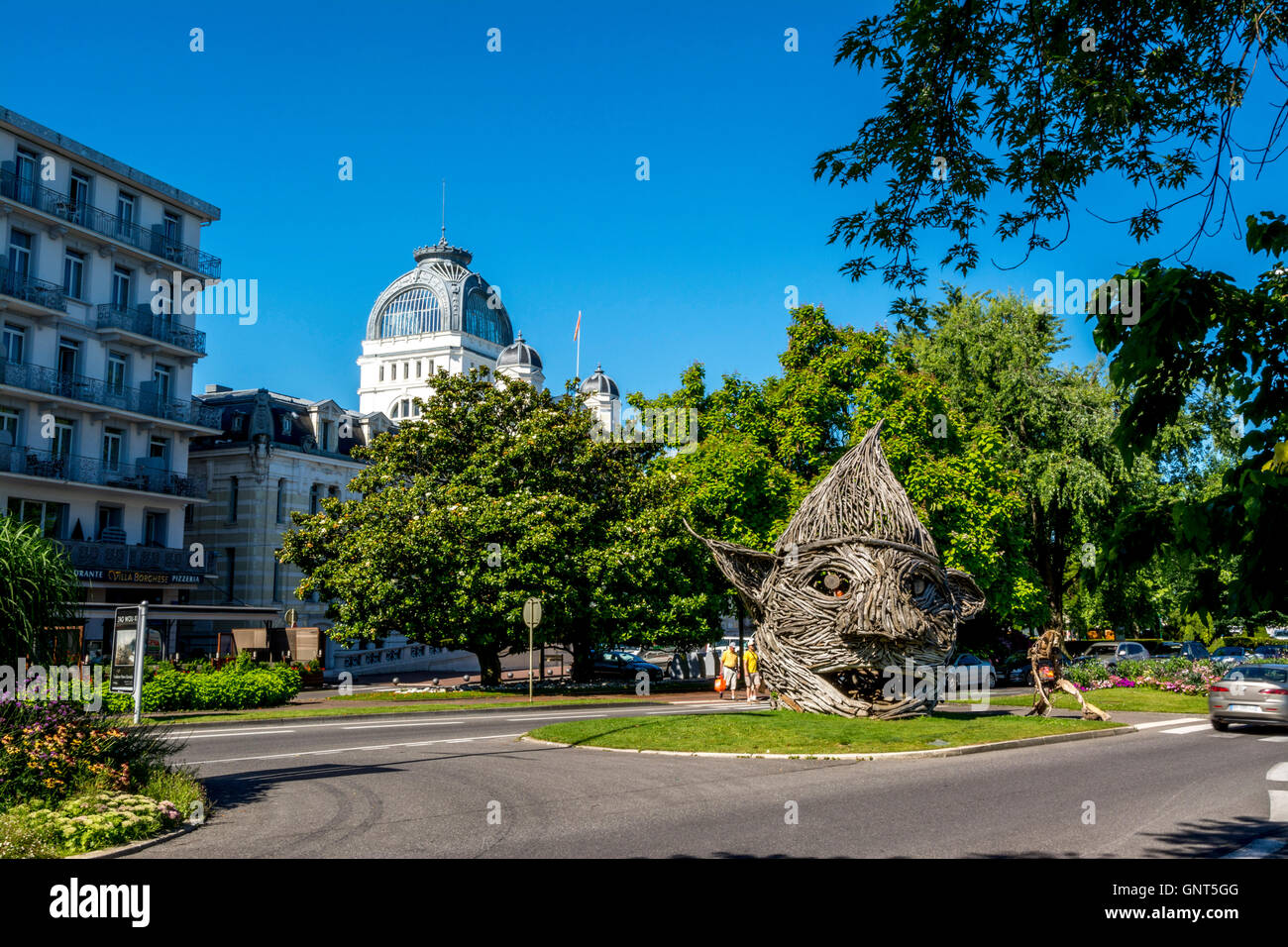 Die Treibholz Skulpturen (Flottins) von Evian-Les-Bains. Haute-Savoie. Frankreich. Europa Stockfoto