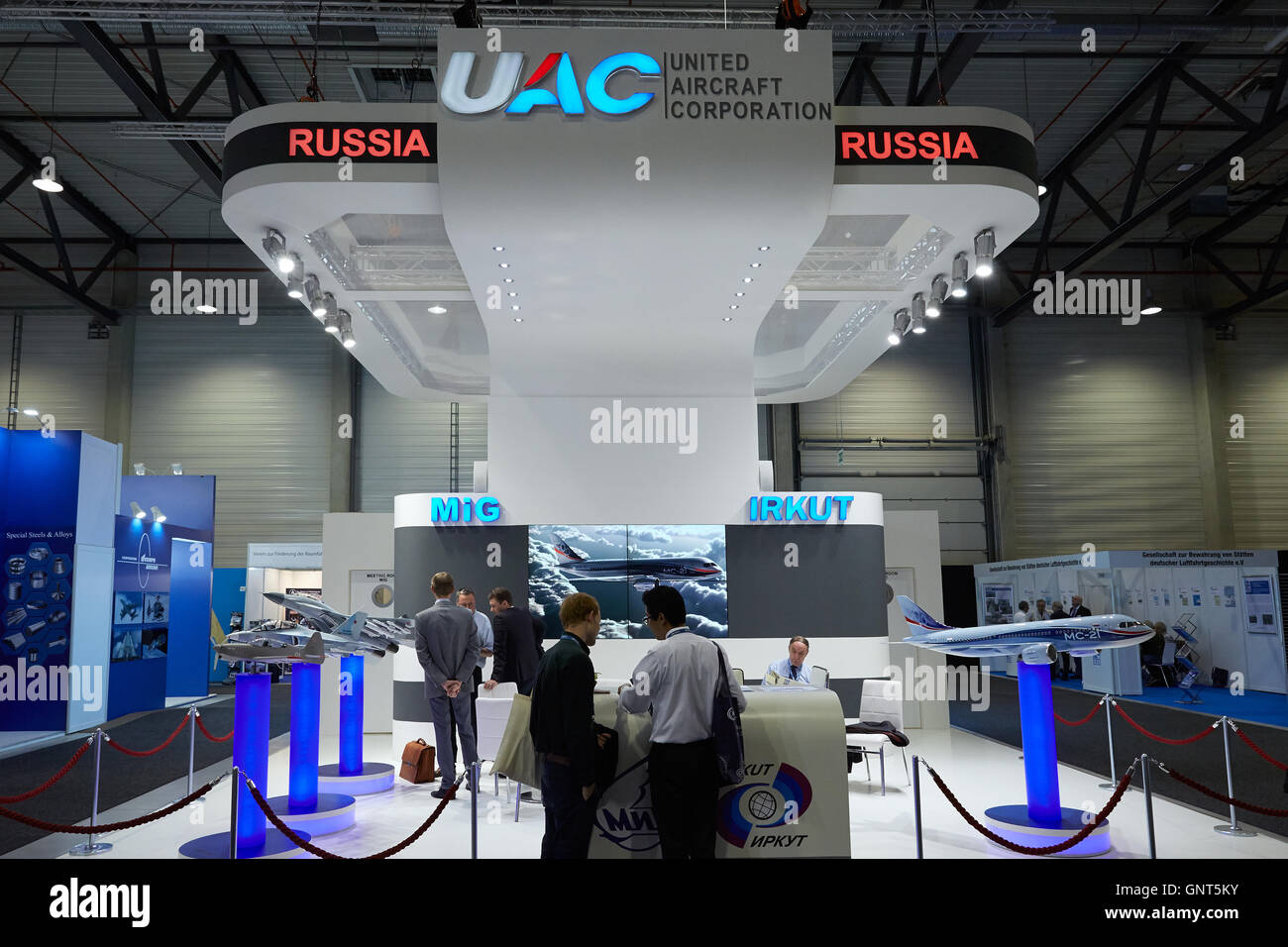 Schönefeld, Deutschland, Stand des Flugzeugherstellers UAC auf der ILA 2016 Stockfoto