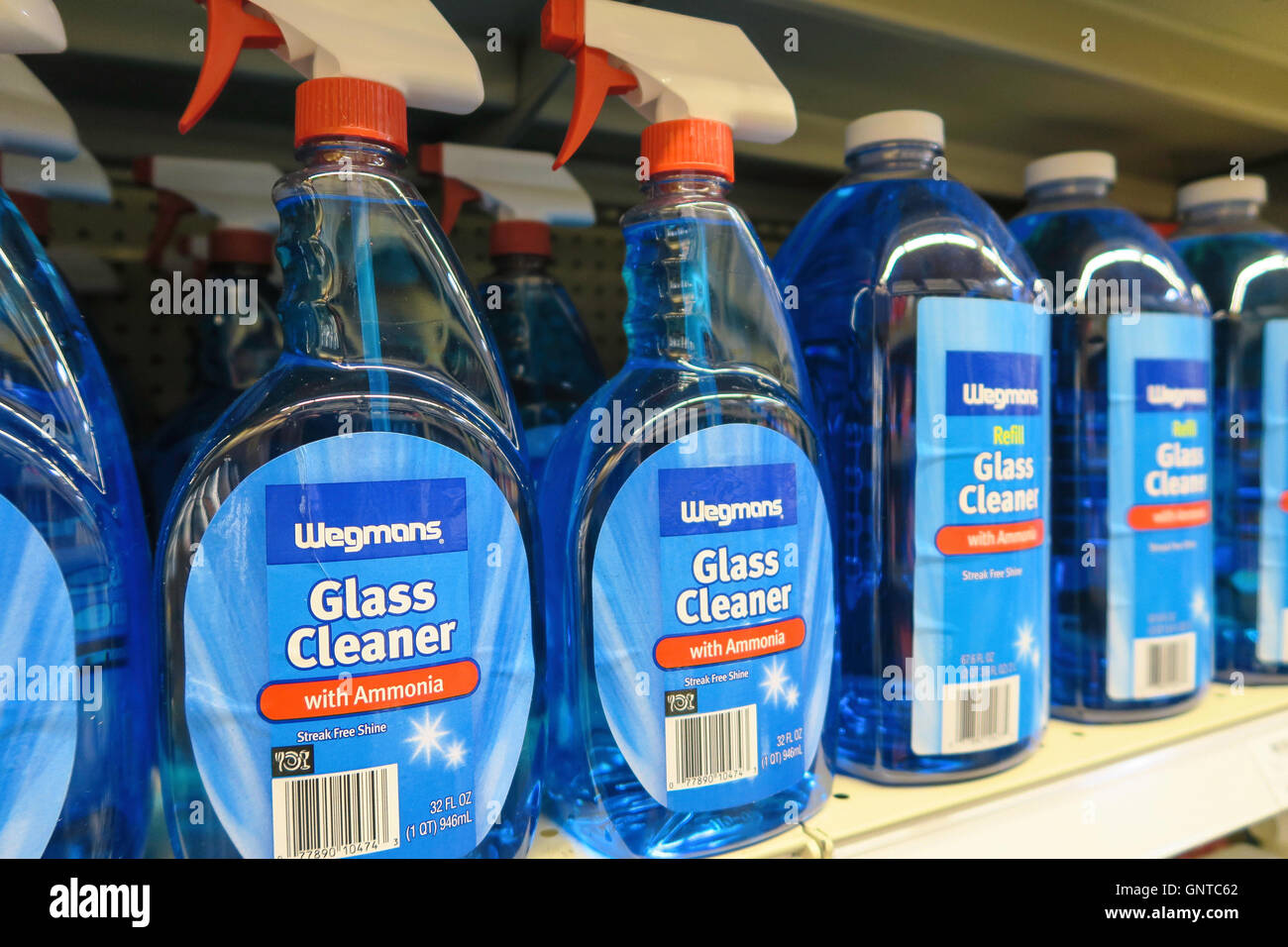 Liquid Glass cleaner Flaschen, Wegmans Lebensmittelgeschäft, Westwood, Massachusetts, USA Stockfoto