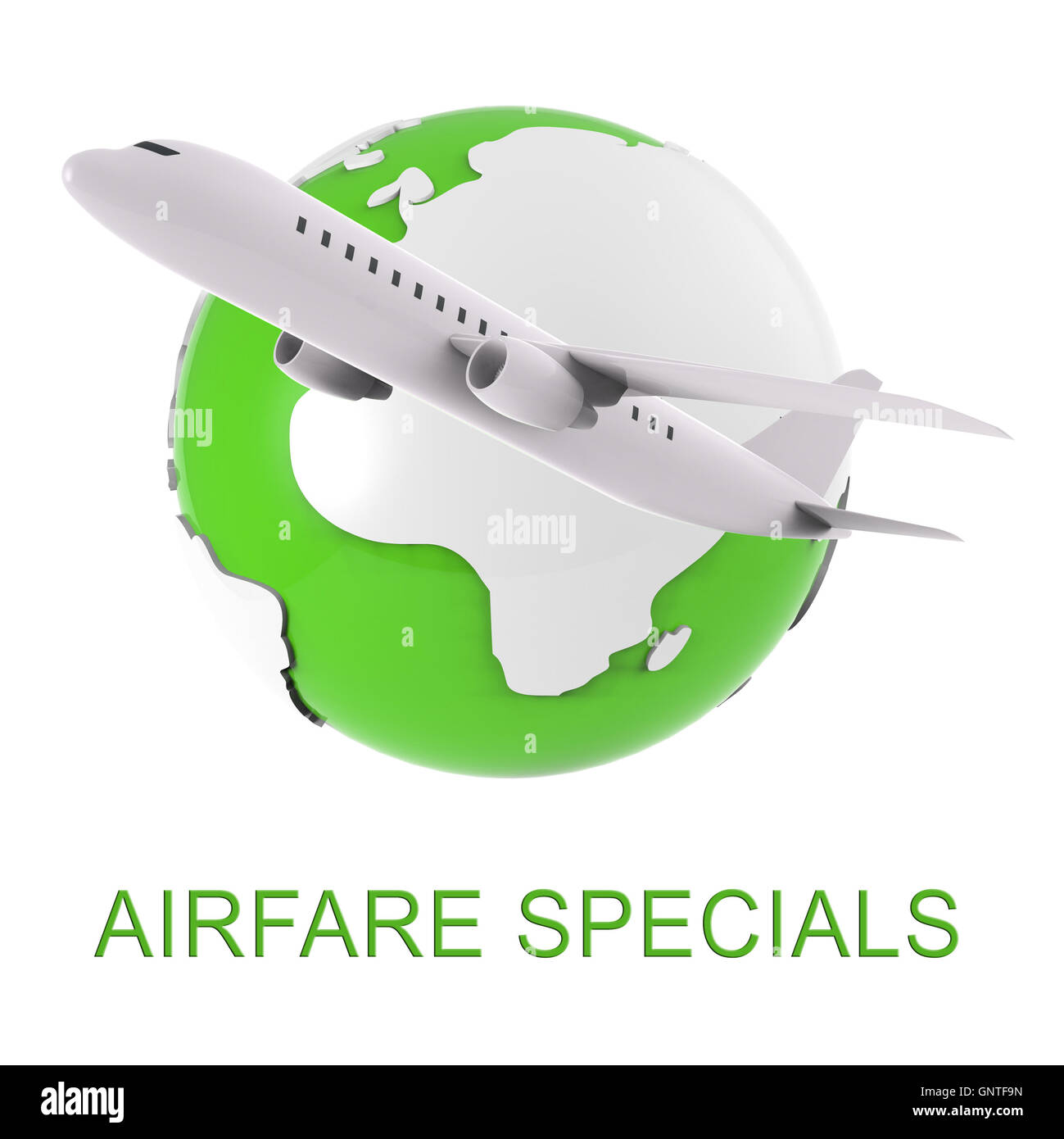 Flug Specials Mittel Flugzeug Förderung 3D-Rendering Stockfoto