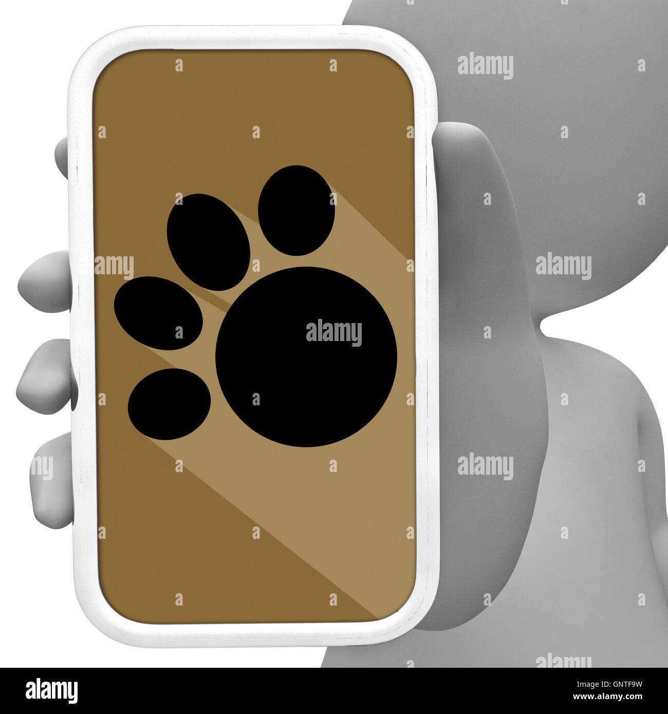 Hunde Online-Bedeutung Handy 3D-Rendering Stockfoto