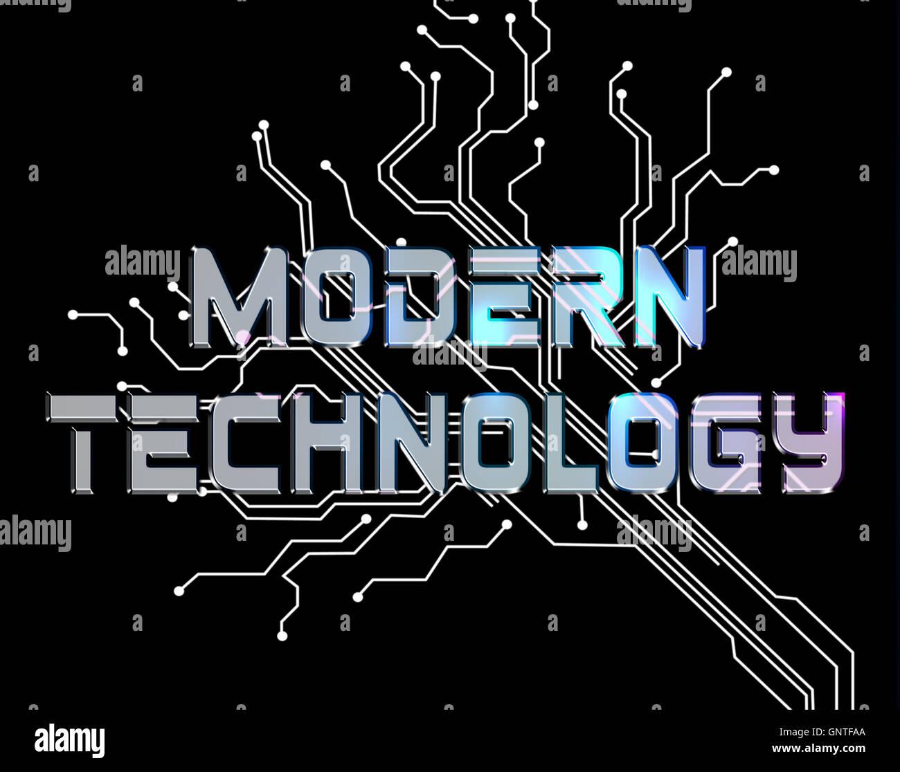 Moderne Technologie, die Angabe auf dem Tech Stockfoto
