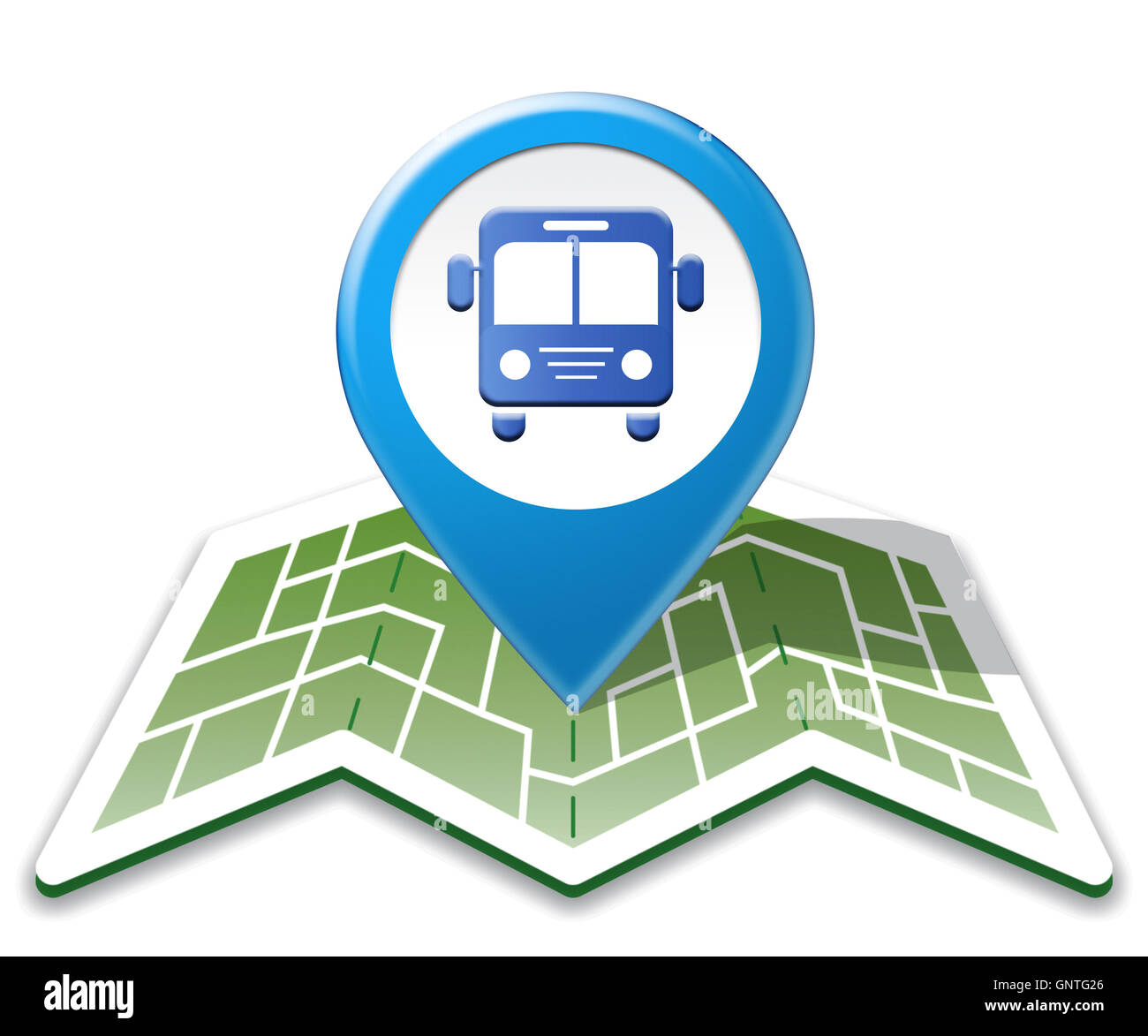 Bus-Karte mit öffentlichen Verkehrsmitteln 3d Illustration Stockfoto
