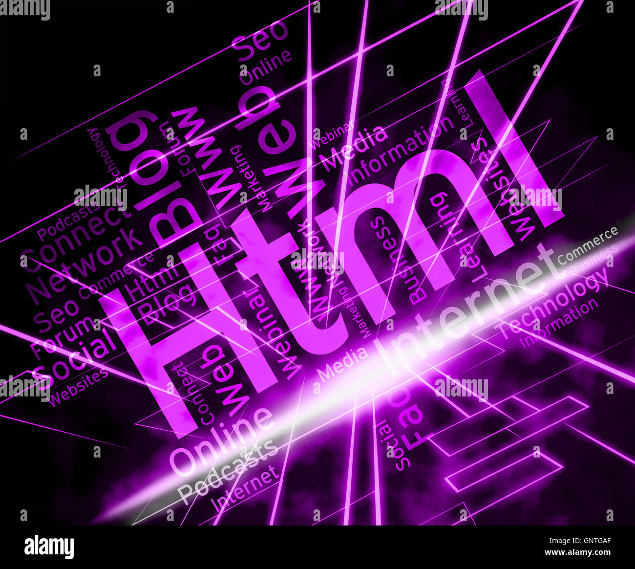 Word HTML steht für Hypertext Markup Language Programmierung Stockfoto