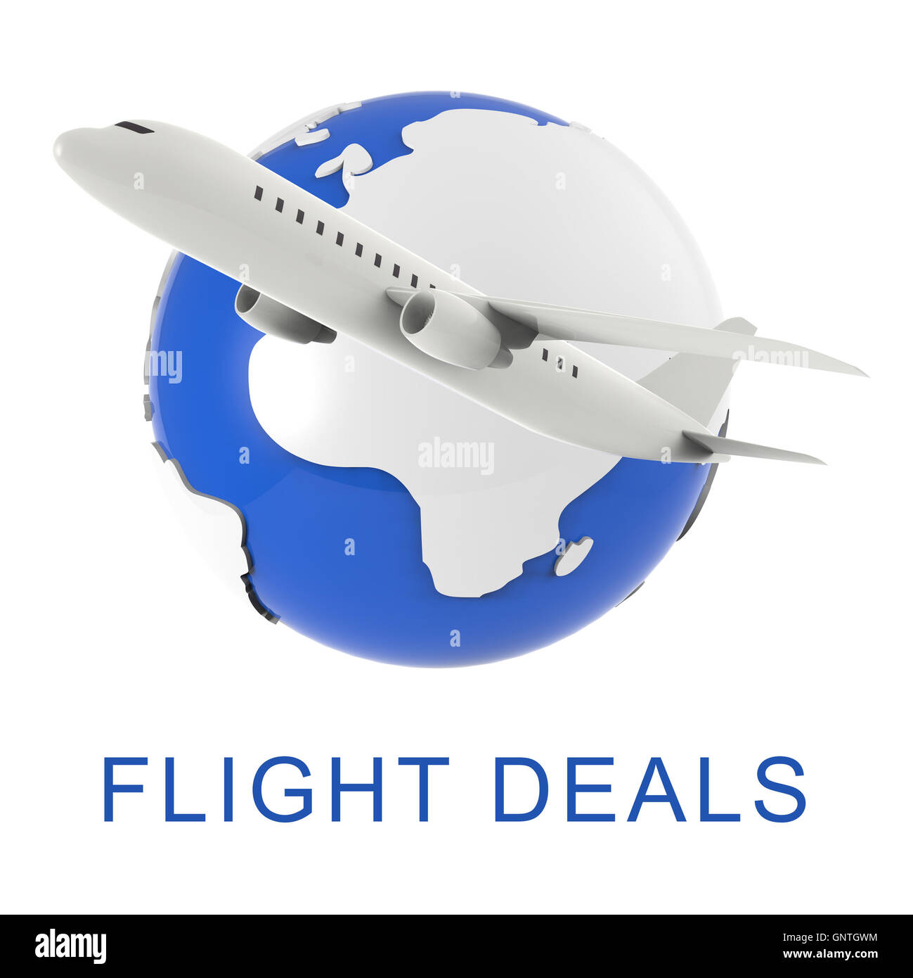 Flugangebote für Flugzeug Verkauf 3D-Rendering Stockfoto