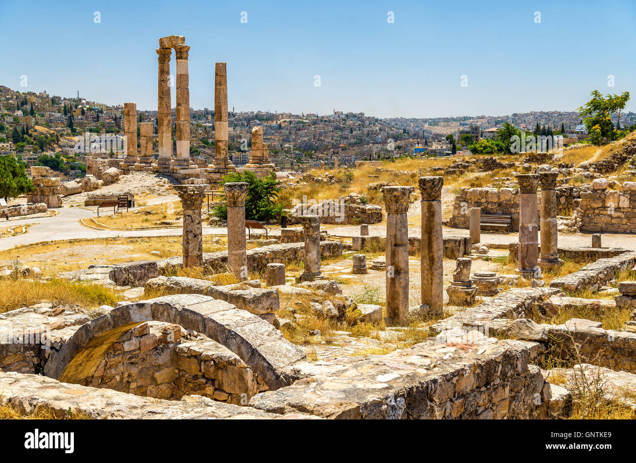 Ruinen der byzantinischen Kirche in Amman Zitadelle Stockfoto