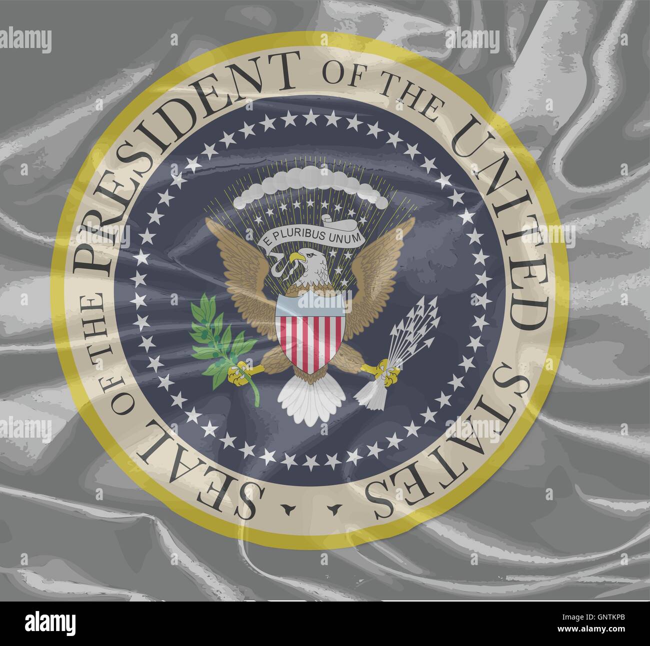 Eine Darstellung der Dichtung des Präsidenten der Vereinigten Staaten auf Seide Hintergrund Stock Vektor