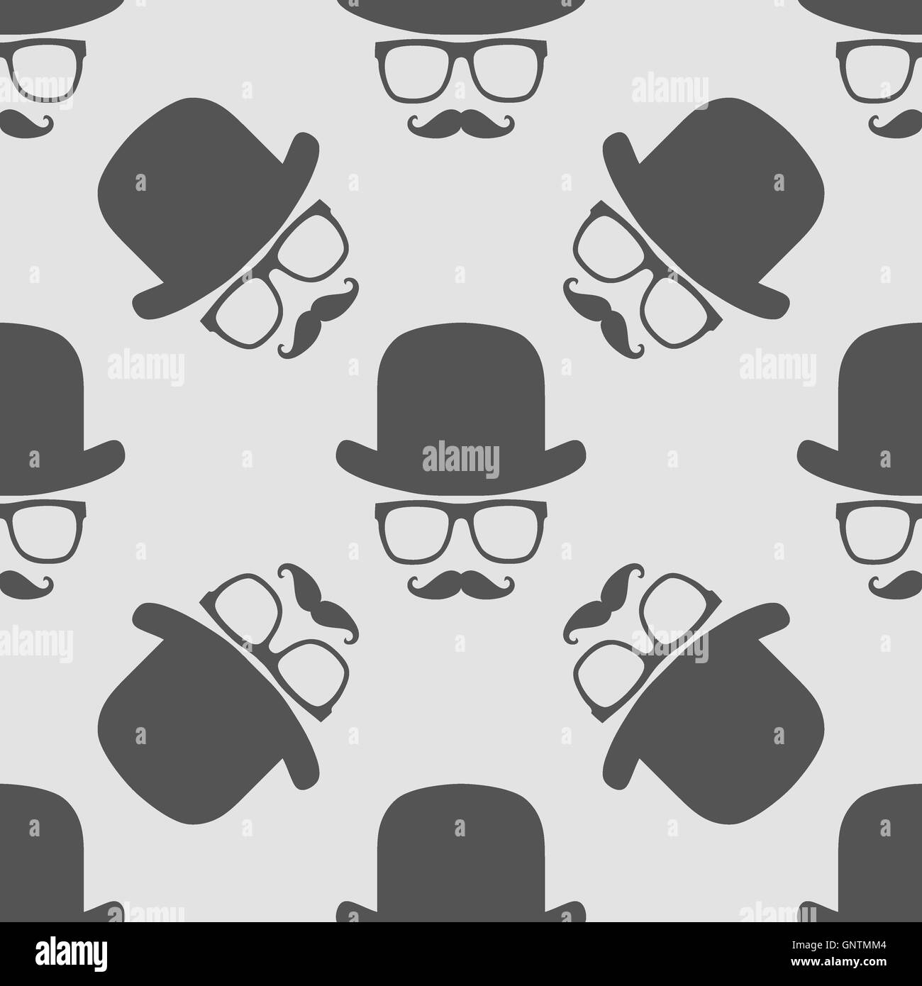 Vintage Hipster Hut und Schnurrbart Symbol nahtlose Muster Stockfoto