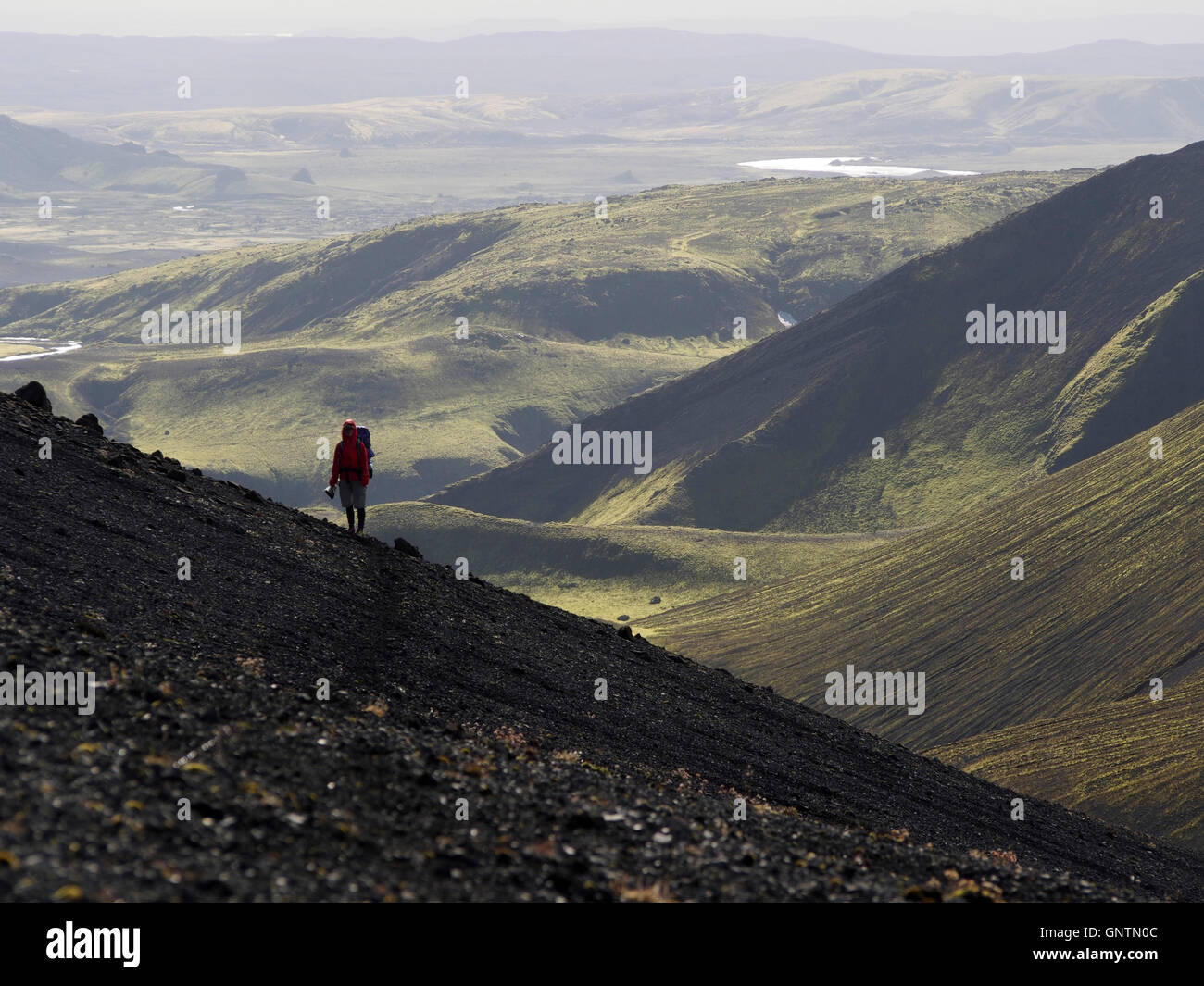 Wandern, Svartafell, Island Stockfoto