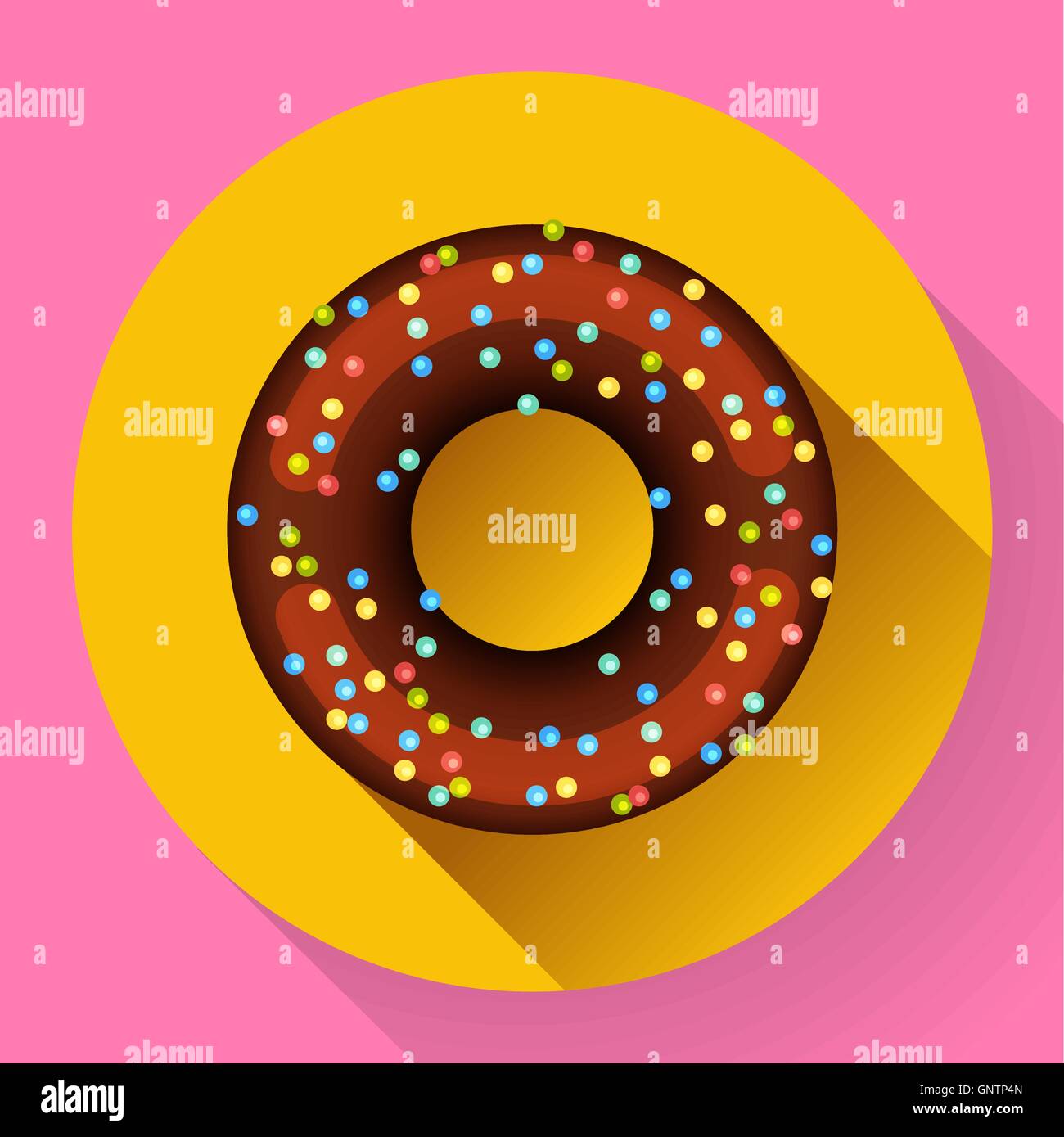 Süße süße bunte Schokolade Donut-Symbol. Wohnung konzipiert Stil. Stock Vektor