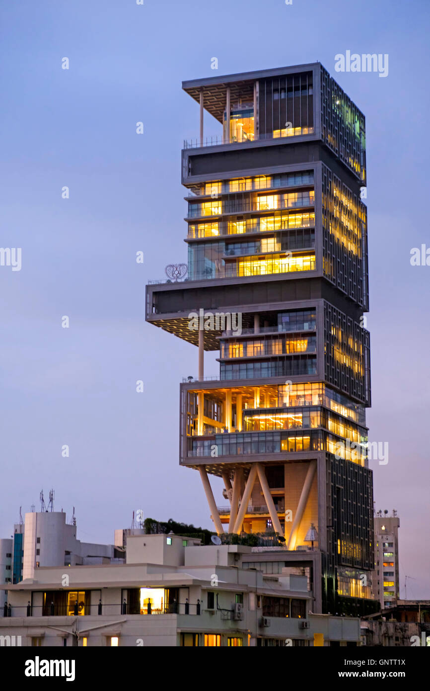 Mukesh Ambani Besitz Antilla/Antilia - teuerste Privathaus der Welt in Mumbai Stockfoto
