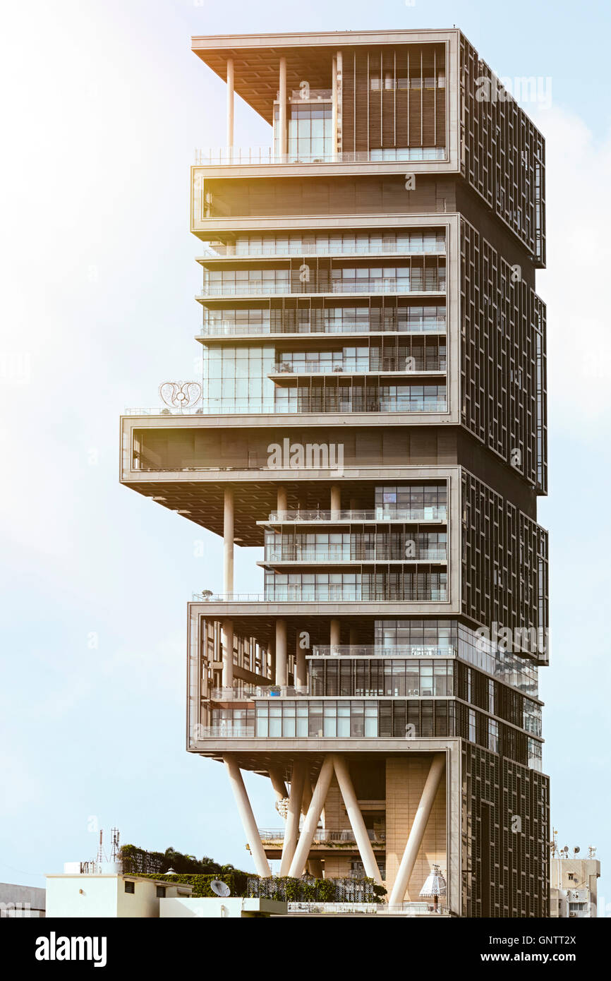 Mukesh Ambani Besitz Antilla/Antilia - teuerste Privathaus der Welt in Mumbai Stockfoto