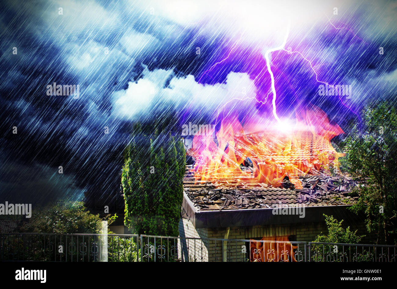 Blitzeinschlag In Einem Haus Stockfoto Bild 116719177 Alamy