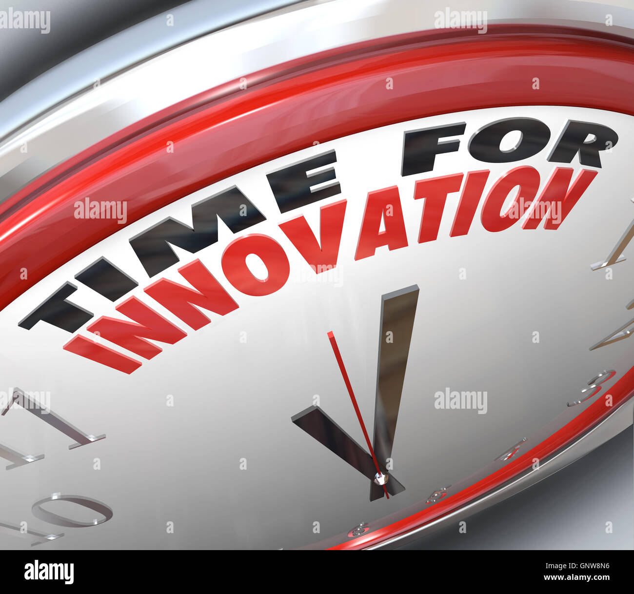 Zeit für Innovation Uhr Need for Change und Ideen Stockfoto