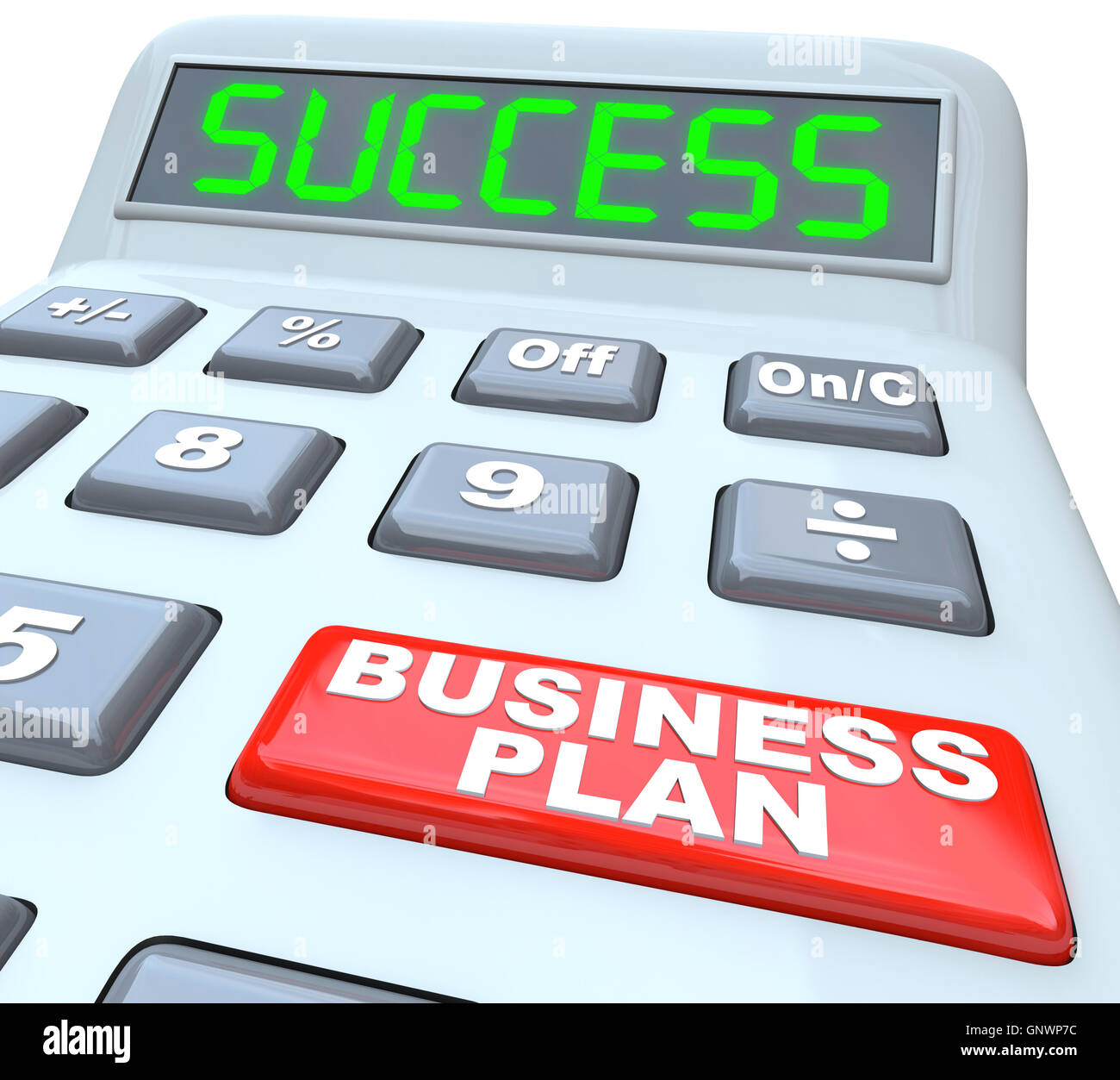 Business Plan Erfolg Strategie Wörter Rechner Stockfoto