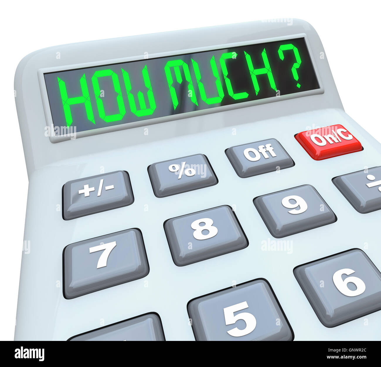 Rechner, wie viel Sie sich leisten können, oder speichern Stockfoto